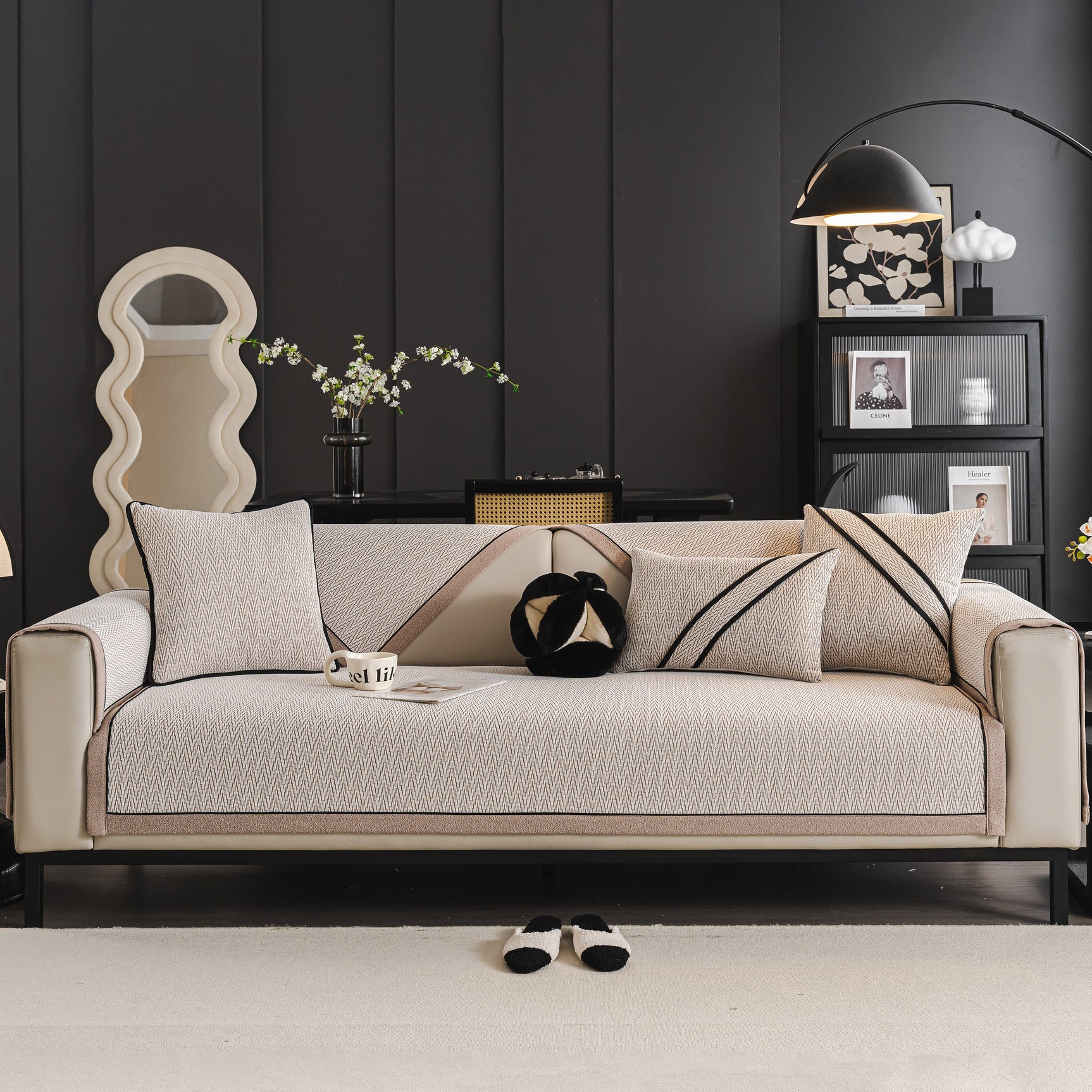 Herringbone Couch Protector for Pets, Non-Slip Washable Sectional Couch Covers - Ornate Home
