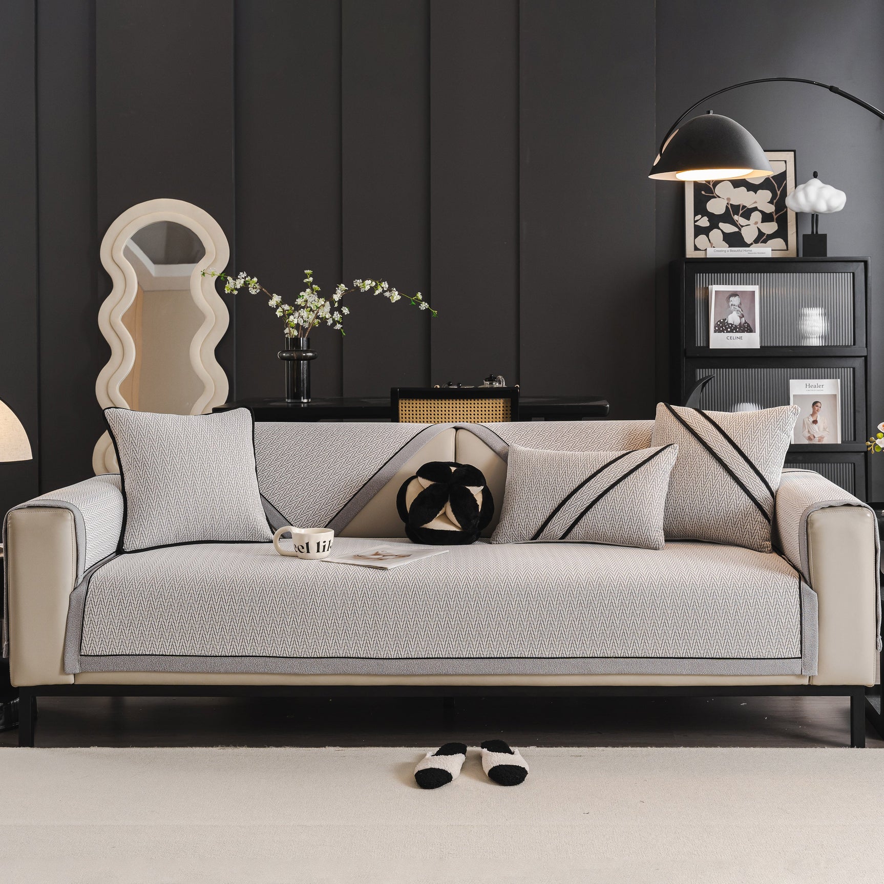 Herringbone Couch Protector for Pets, Non-Slip Washable Sectional Couch Covers - Ornate Home