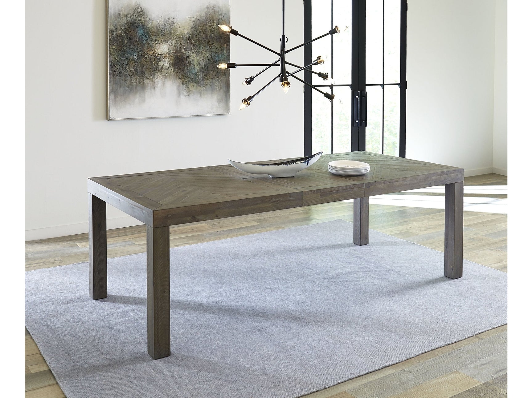 Herringbone Extension Table in Rustic Latte - Ornate Home