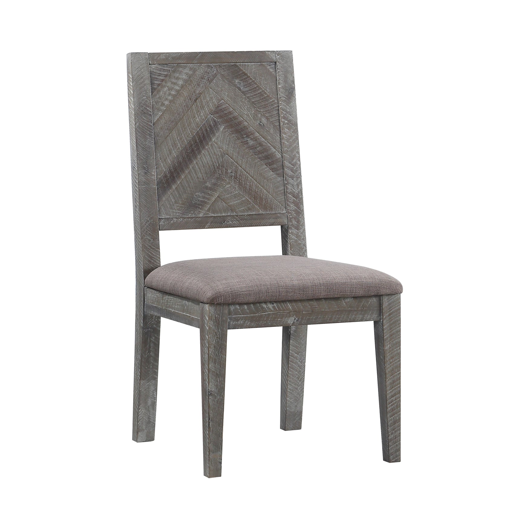 Herringbone Solid Wood Upholstered Dining Chair in Rustic Latte (Set of 2) - Ornate Home