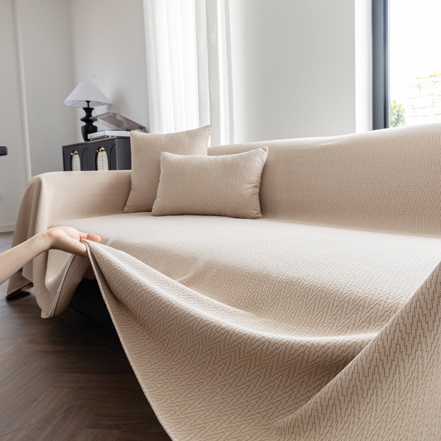 Herringbone Textured Sofa Throw Blanket, Durable Pet Friendly Modern Couch Slipcover - Ornate Home