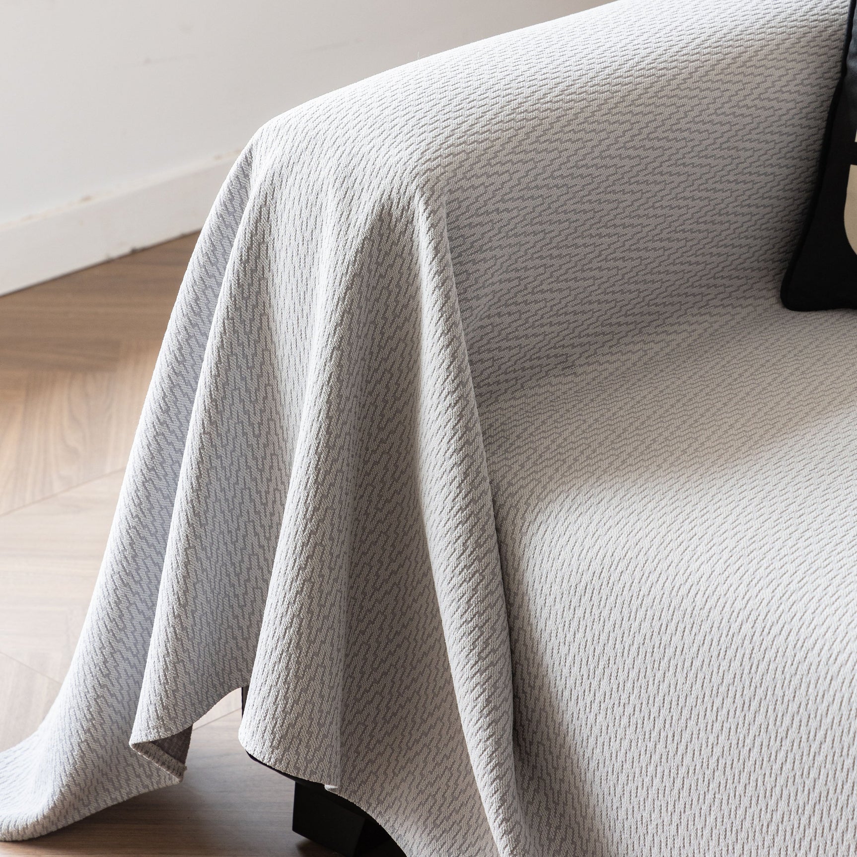 Herringbone Textured Sofa Throw Blanket, Durable Pet Friendly Modern Couch Slipcover - Ornate Home
