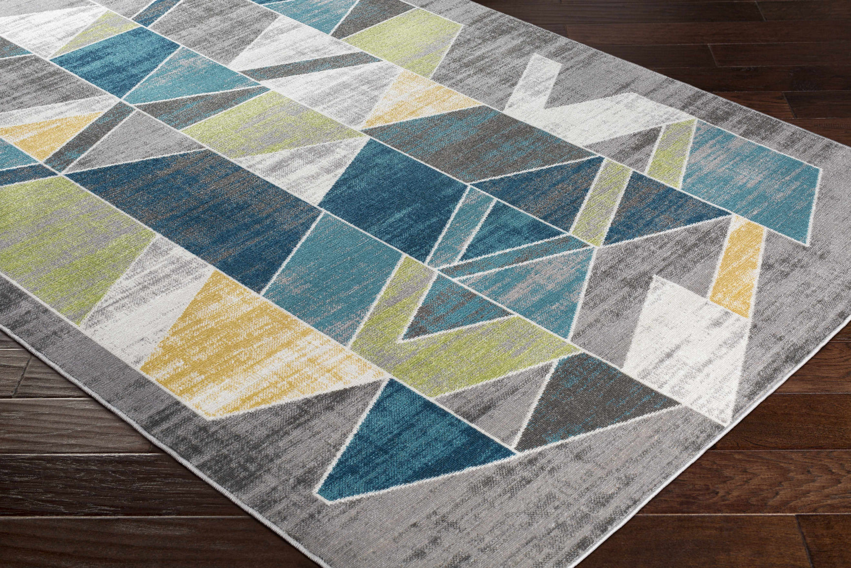 Hessel Green Triangles Area Rug - Clearance - Ornate Home