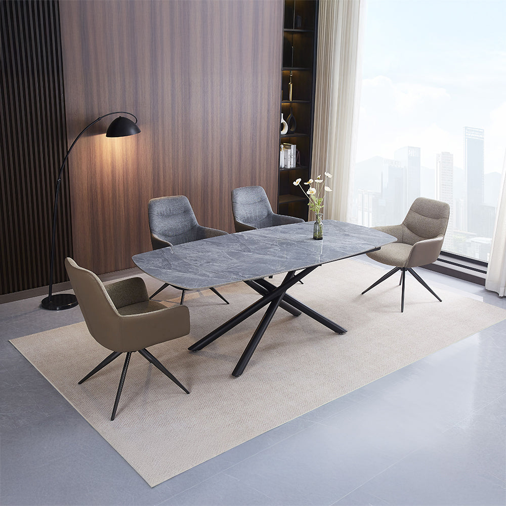 Hester Ceramic Top/Black Dining Table - Ornate Home