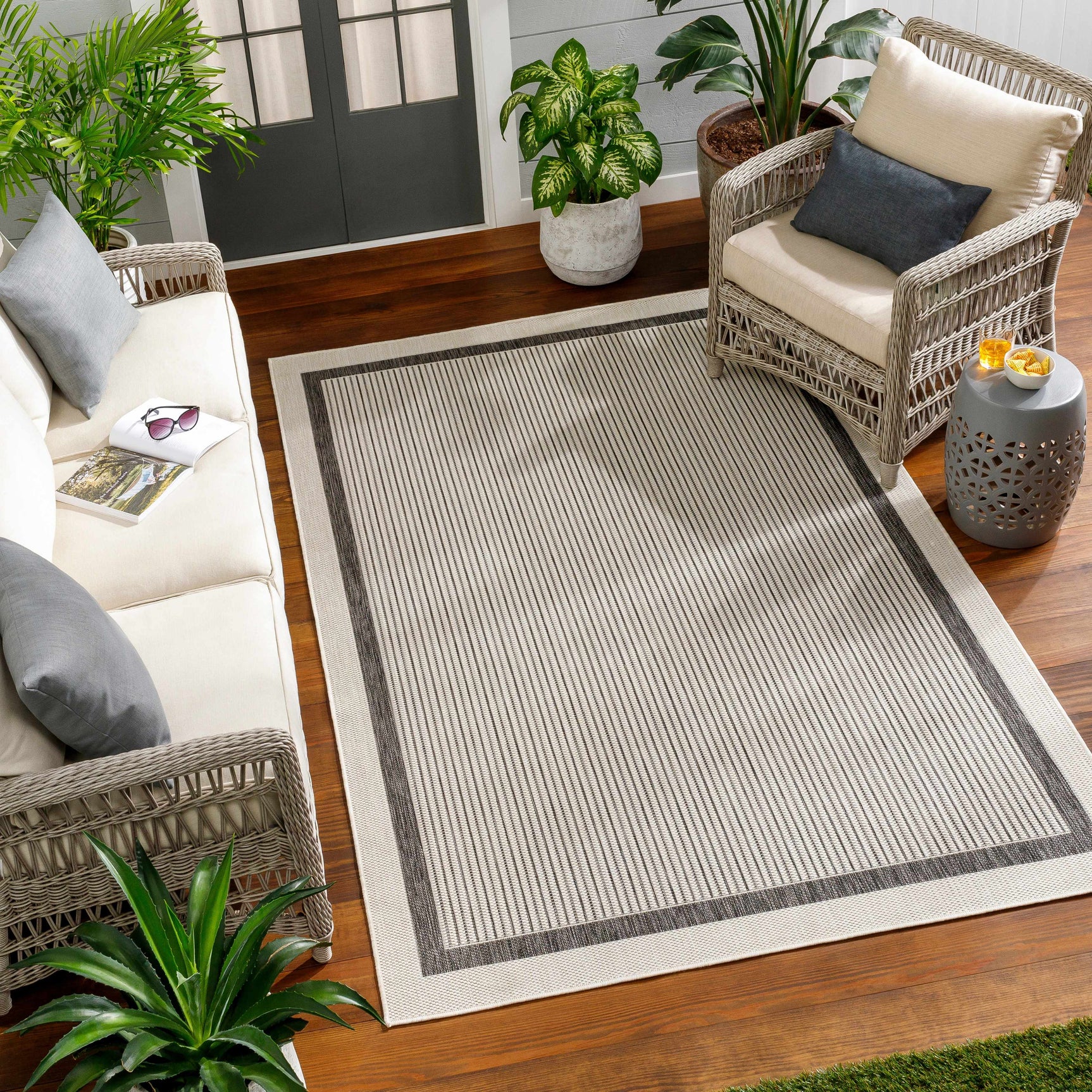 Hevel Black & White Outdoor Area Rug - Clearance - Ornate Home