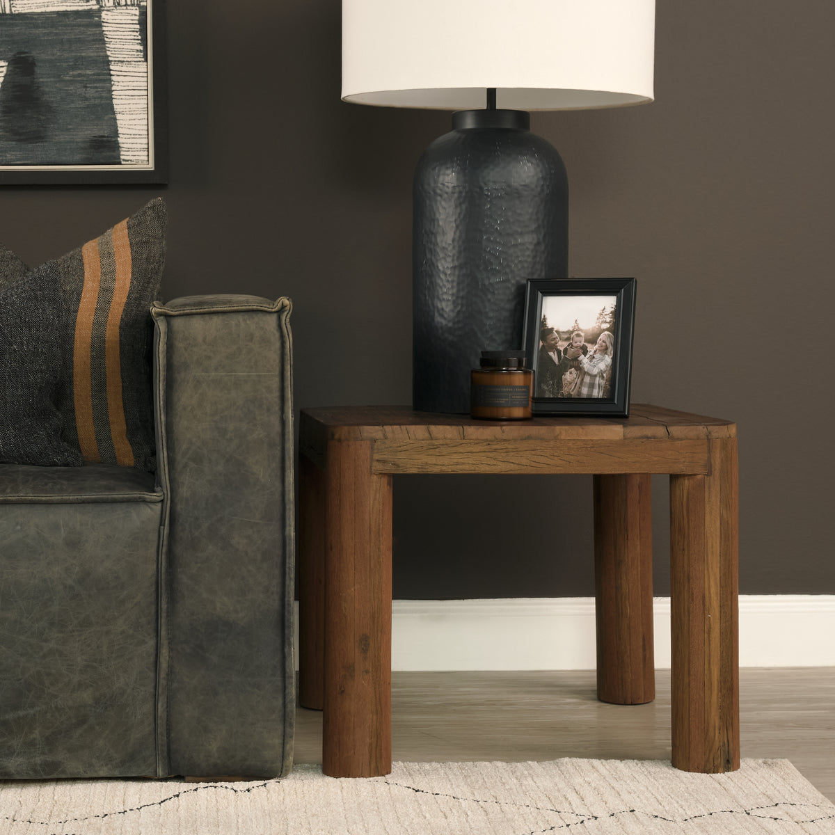 Hewitt Brown Square Smooth Reclaimed Wood Side Table