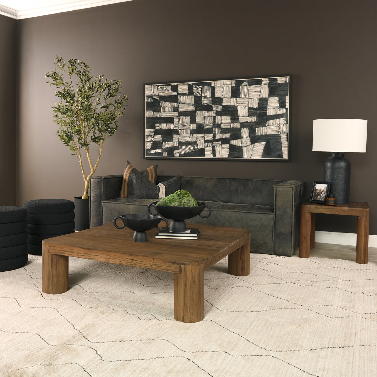 Hewitt Brown Square Smooth Reclaimed Wood Side Table