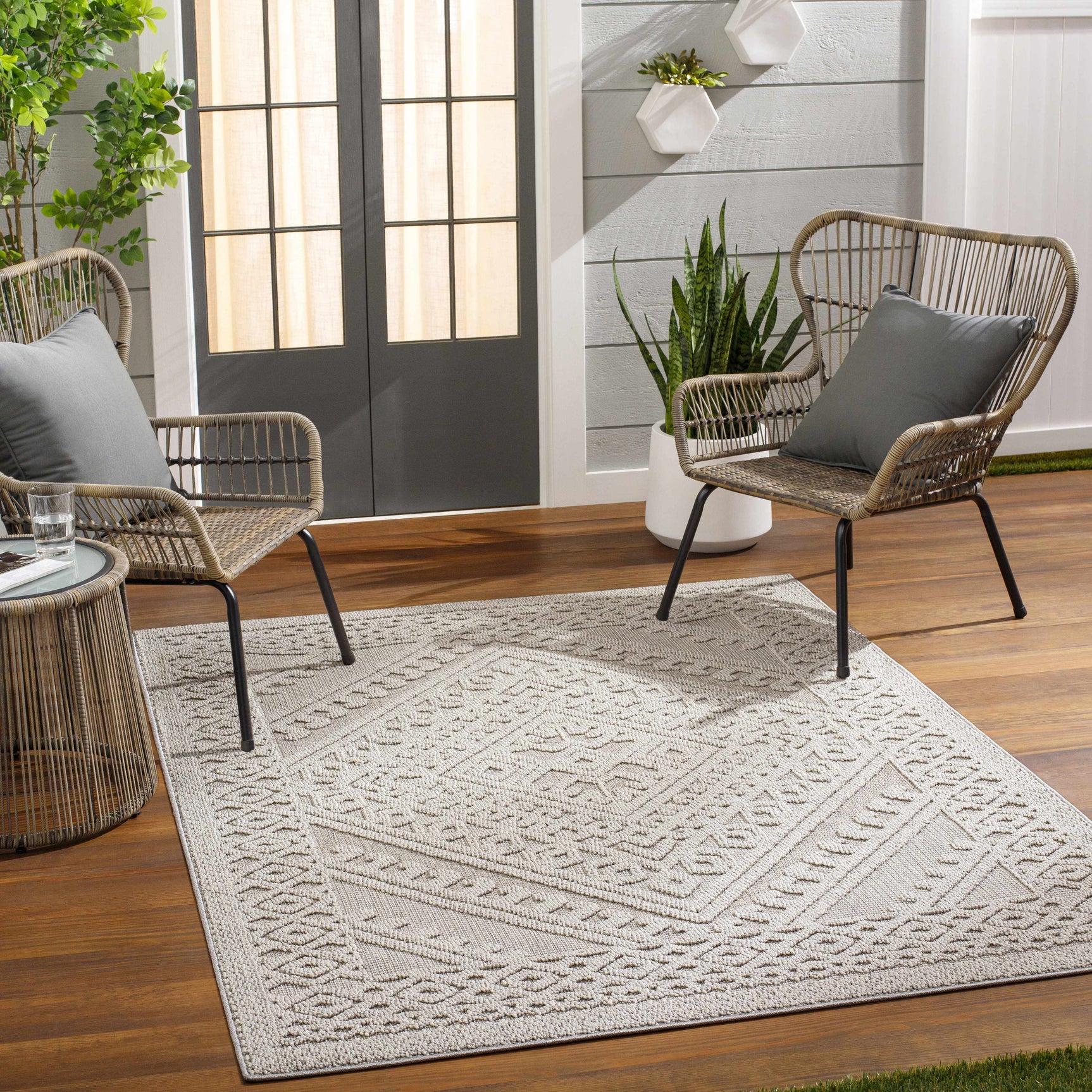 Hibah Natural Gray Outdoor Area Rug - Clearance - Ornate Home
