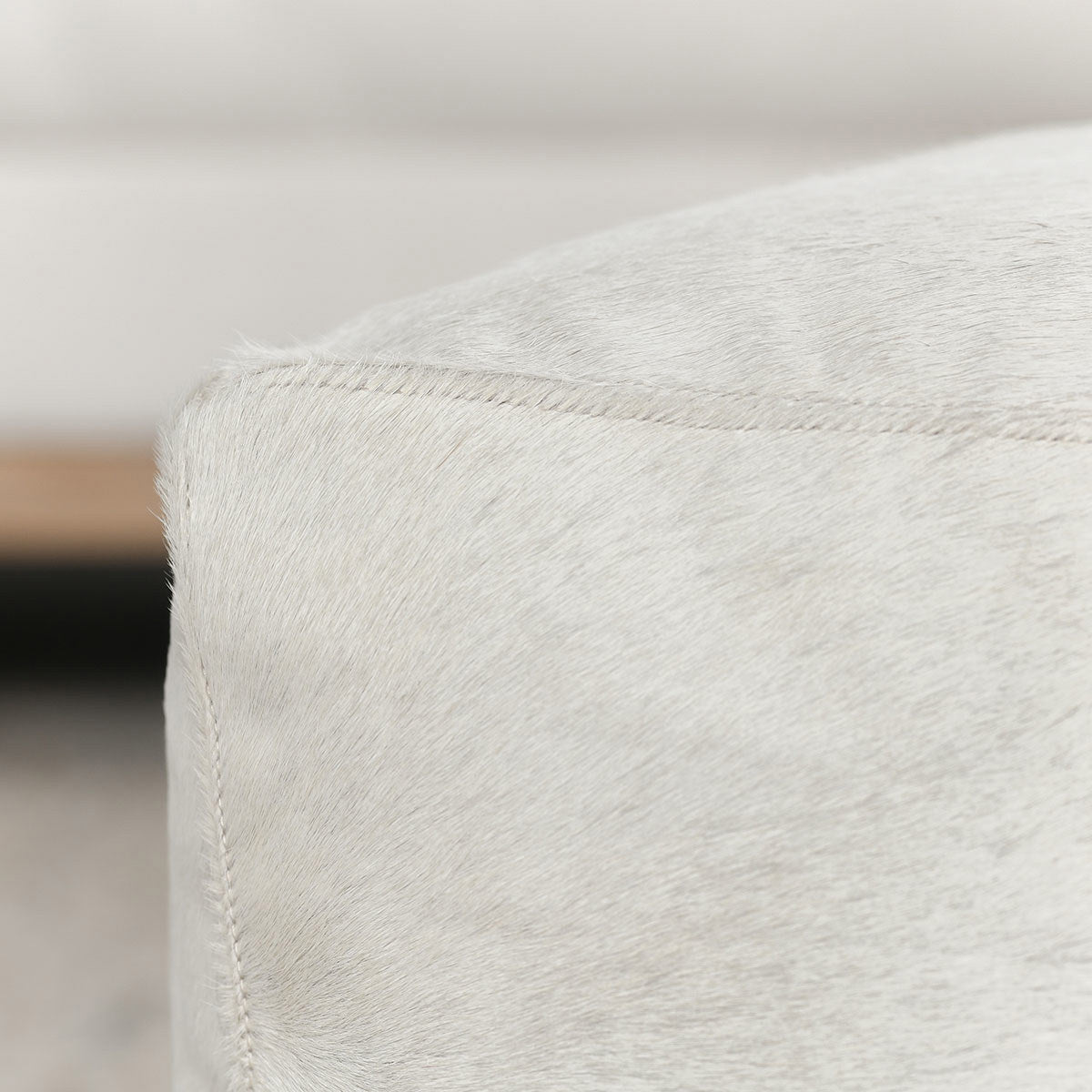 Hide White Pouf - Ornate Home