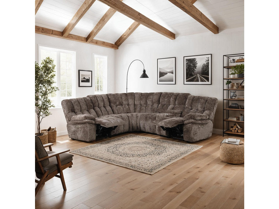 Hieronymus Dark Brown Power Sectional - Ornate Home