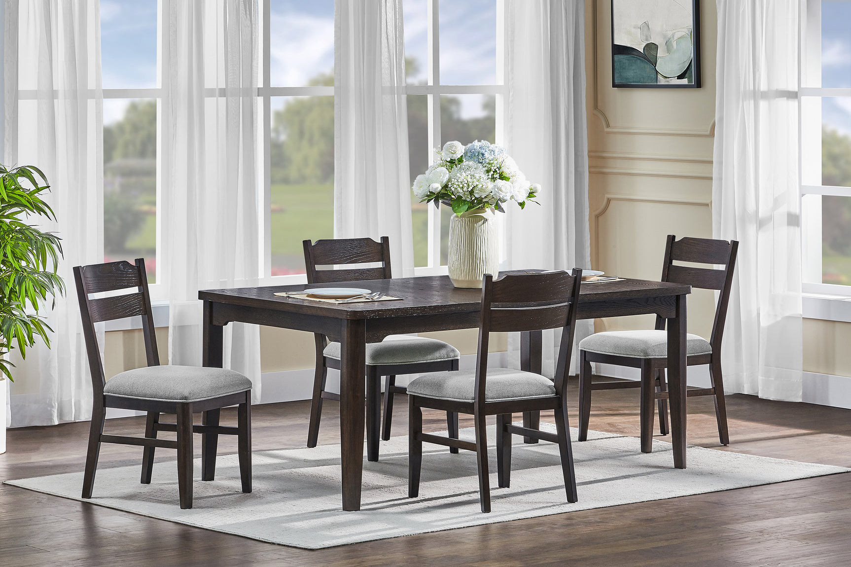Higgins Dark Oak/Gray Dining Set - Ornate Home