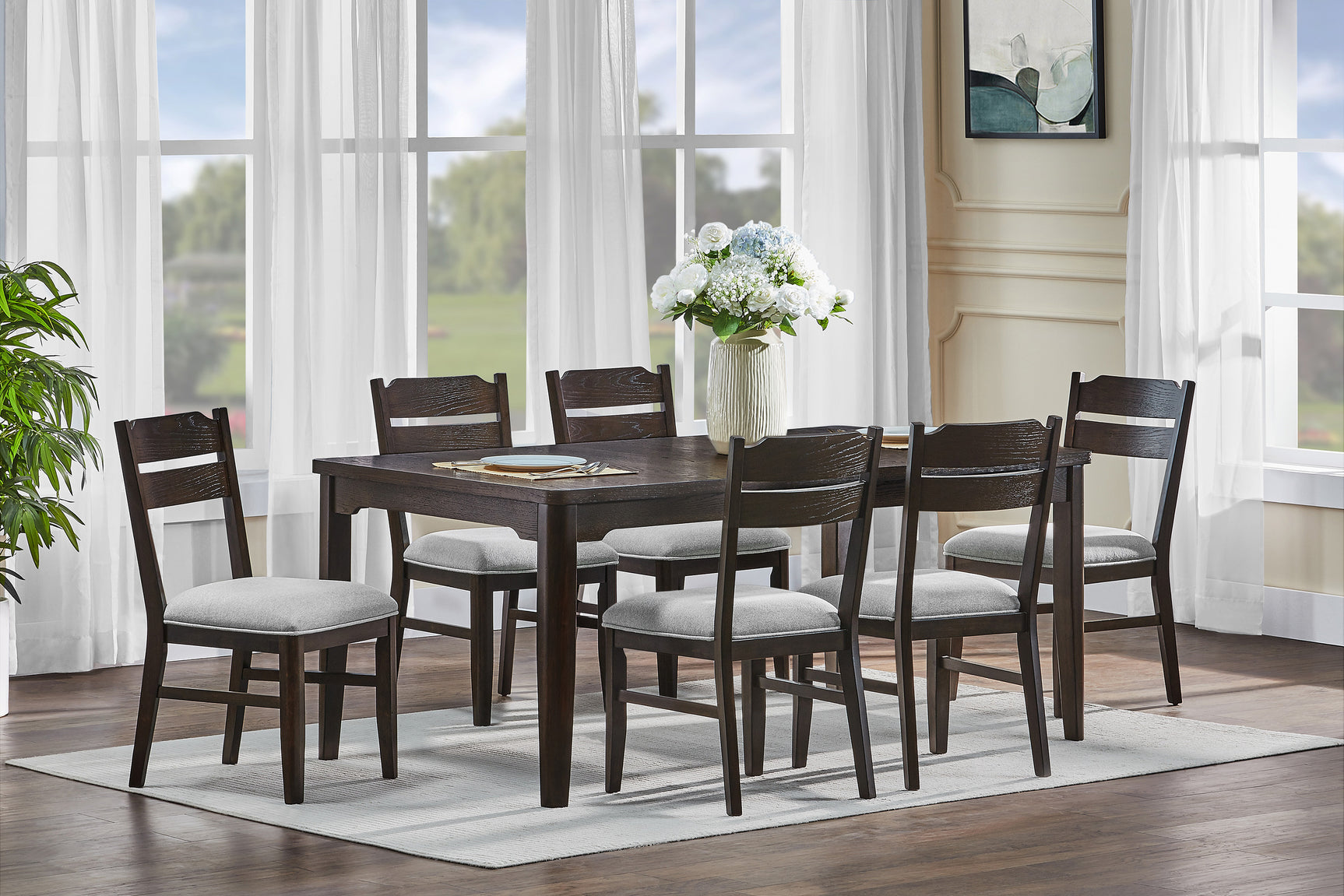 Higgins Dark Oak/Gray Dining Set - Ornate Home
