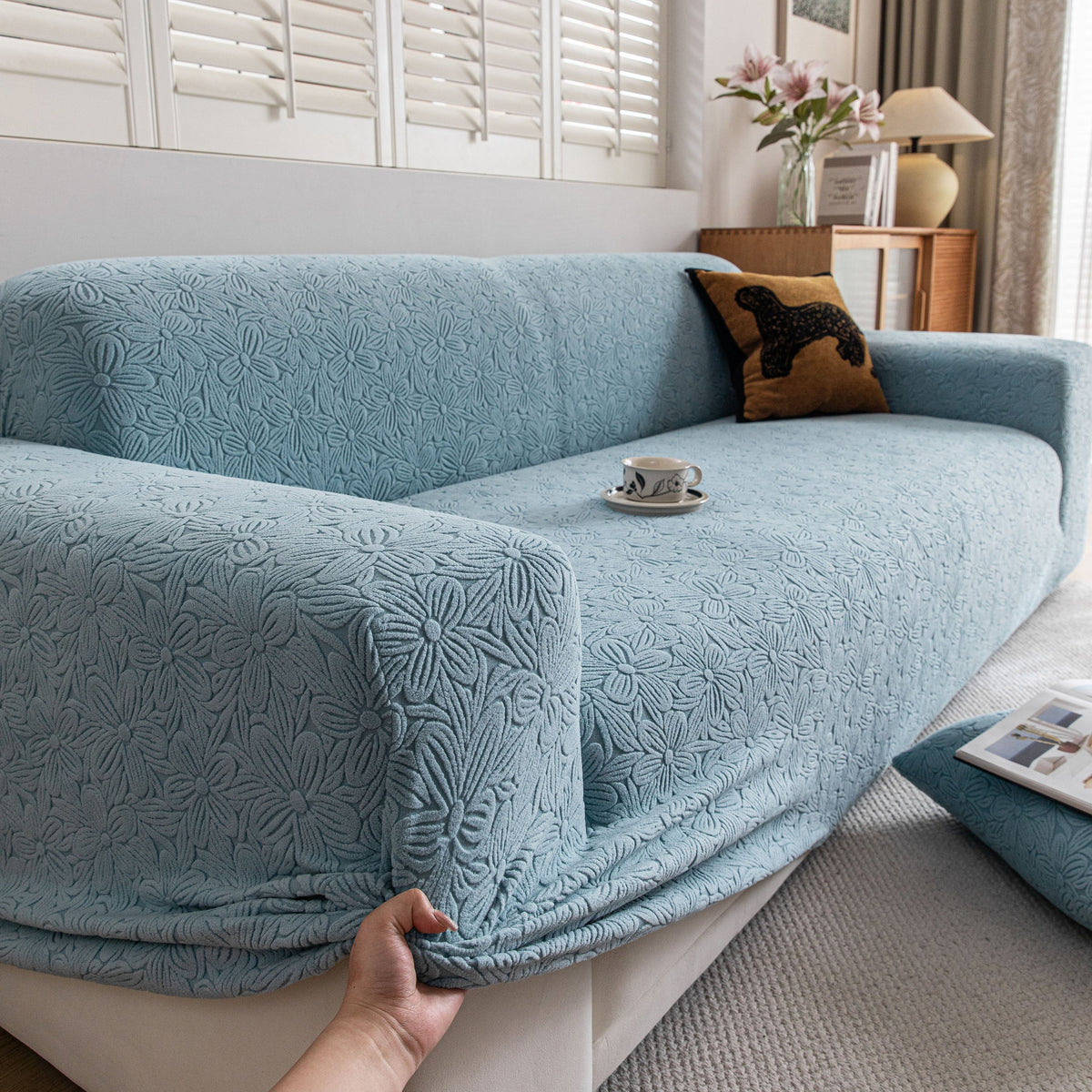 High Elastic Floral Couch Slipcover, Jacquard Stretch Non-Slip Furniture Protector - Ornate Home