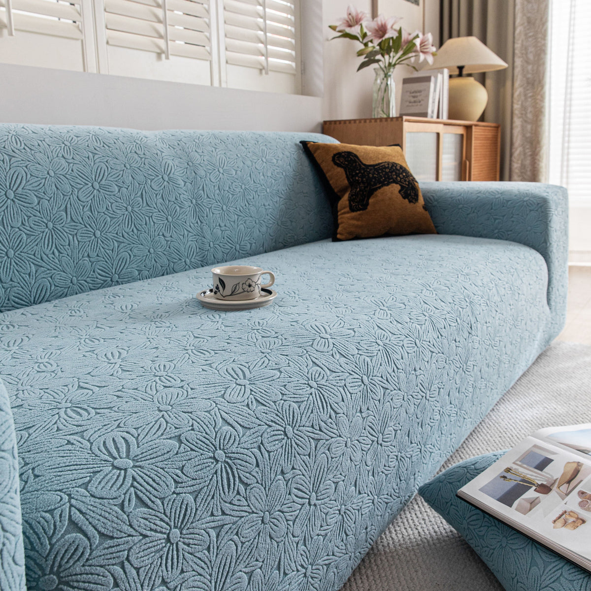 High Elastic Floral Couch Slipcover, Jacquard Stretch Non-Slip Furniture Protector - Ornate Home