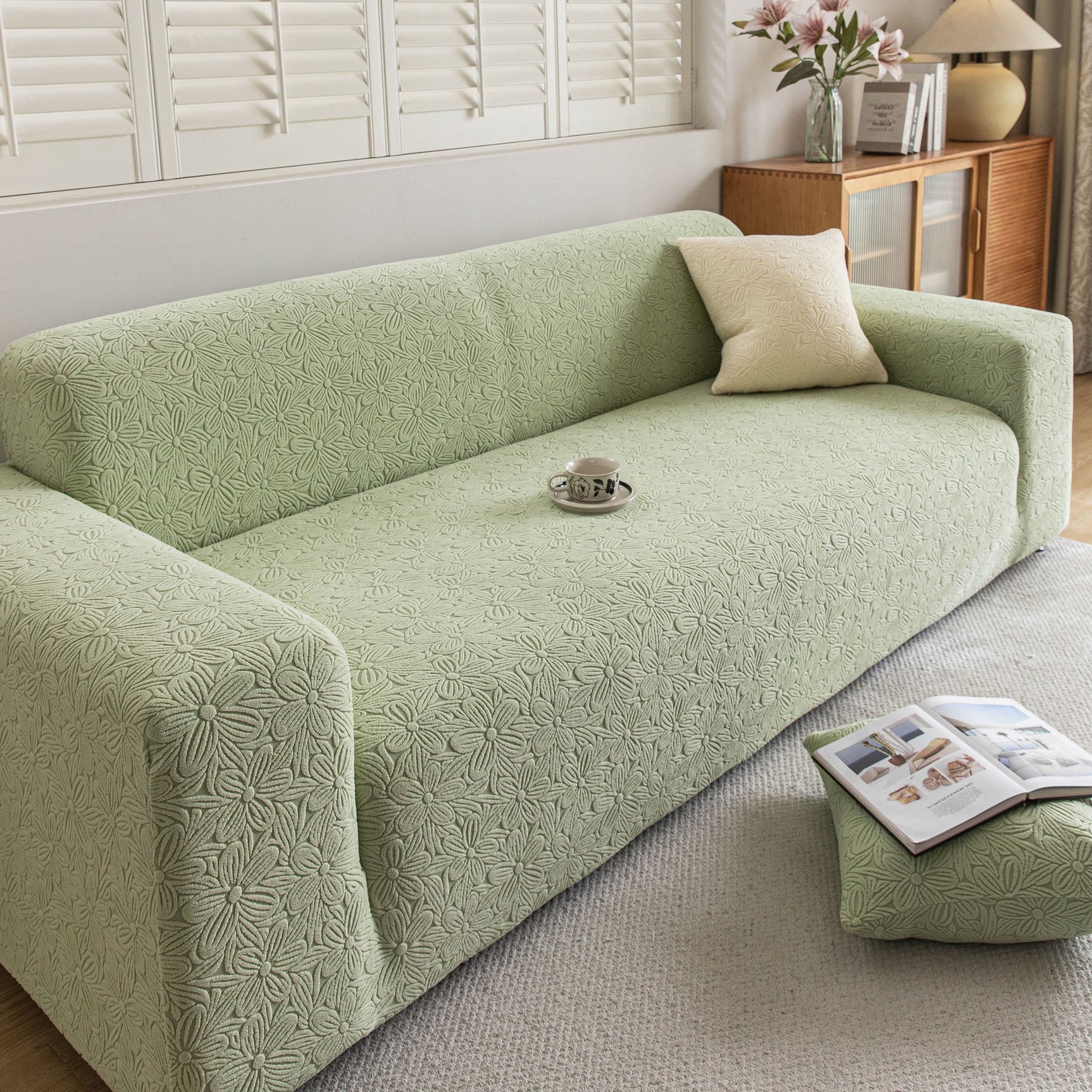 High Elastic Floral Couch Slipcover, Jacquard Stretch Non-Slip Furniture Protector - Ornate Home