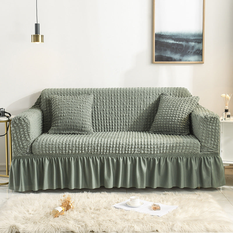 High-Quality Seersucker Stretch Sofa Slipcover with Elastic Bottom and Skirt Washable Furniture Protector for Kids and Pets 1/2/3/4 Seater Options - Ornate Home