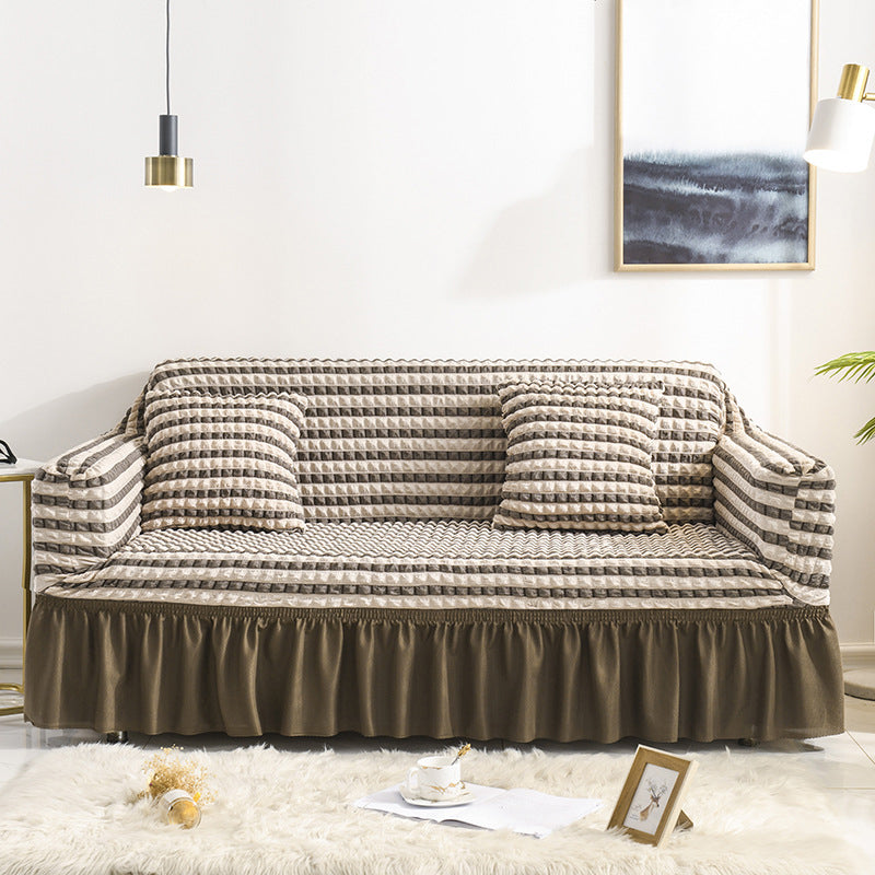 High-Quality Seersucker Stretch Sofa Slipcover with Elastic Bottom and Skirt Washable Furniture Protector for Kids and Pets 1/2/3/4 Seater Options - Ornate Home