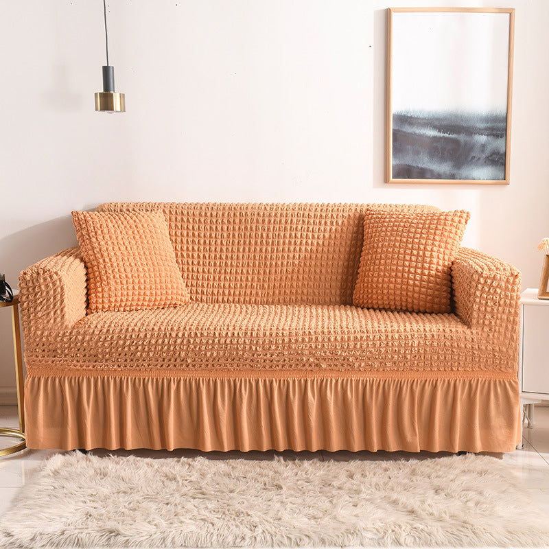 High-Quality Seersucker Stretch Sofa Slipcover with Elastic Bottom and Skirt Washable Furniture Protector for Kids and Pets 1/2/3/4 Seater Options - Ornate Home