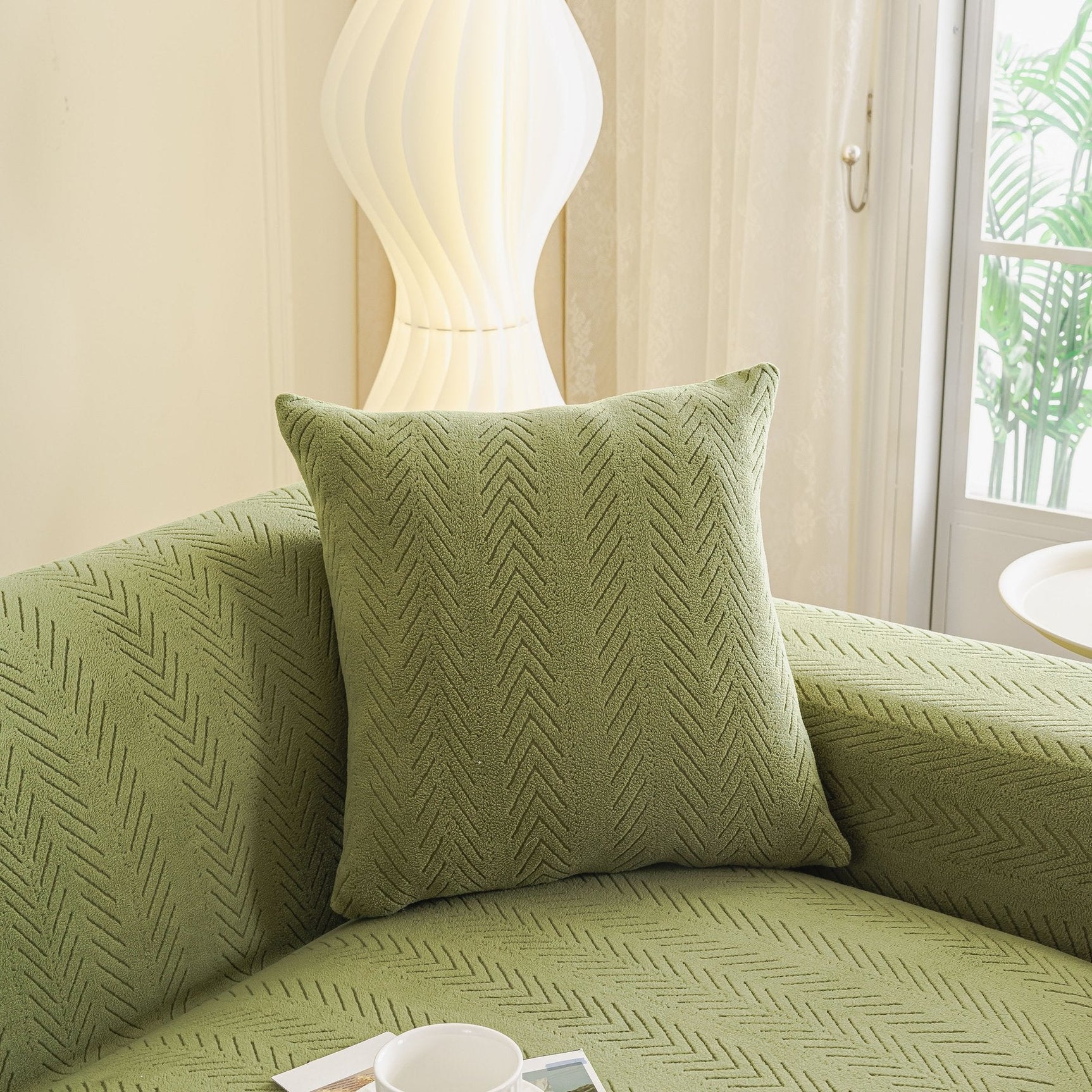 High Stretch Herringbone Textured Slipcover for Standard & L-Shaped Sectional Couches - Ornate Home