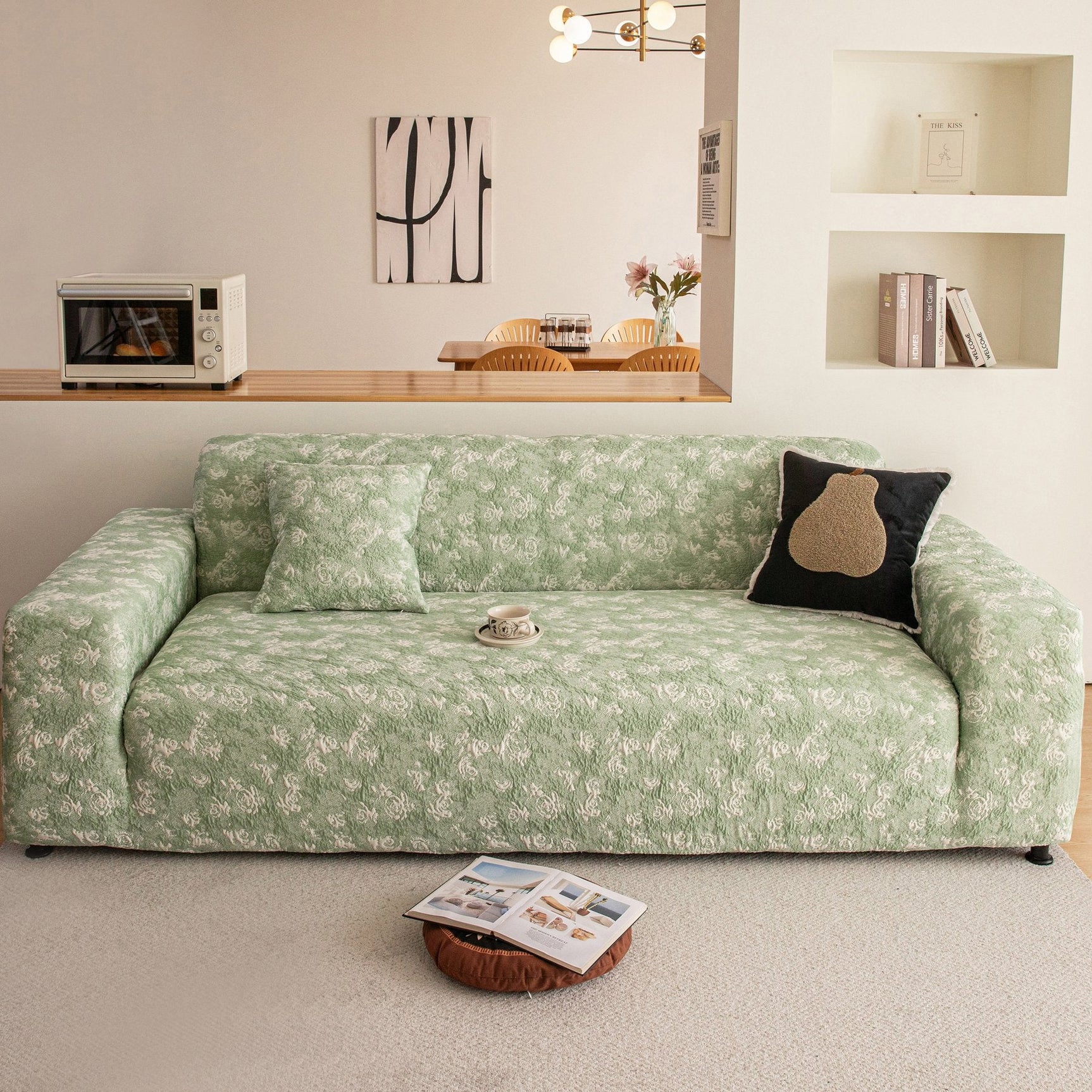 High Stretch Thick 3D Spacer Sofa Cover, Air-Layer Jacquard Cushioned Couch Slipcover - Ornate Home