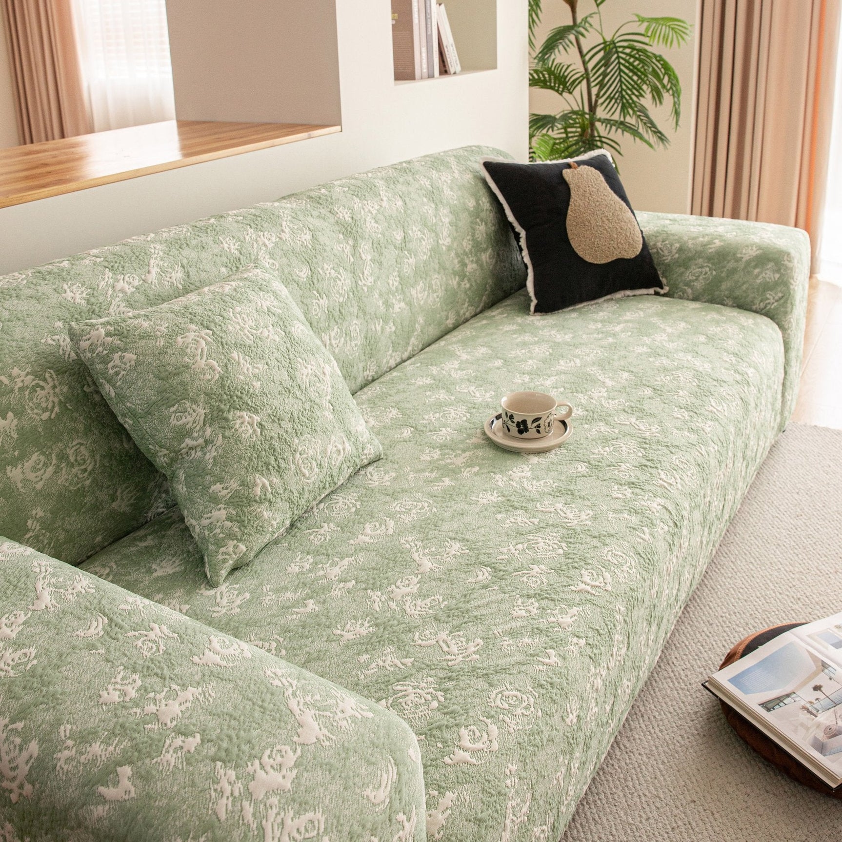 High Stretch Thick 3D Spacer Sofa Cover, Air-Layer Jacquard Cushioned Couch Slipcover - Ornate Home