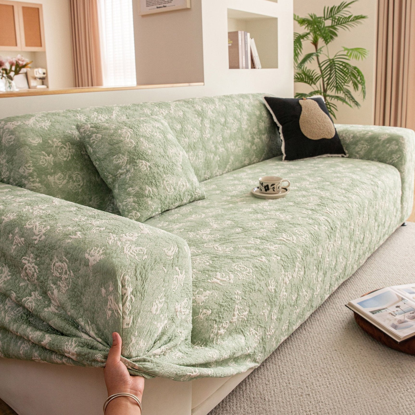 High Stretch Thick 3D Spacer Sofa Cover, Air-Layer Jacquard Cushioned Couch Slipcover - Ornate Home