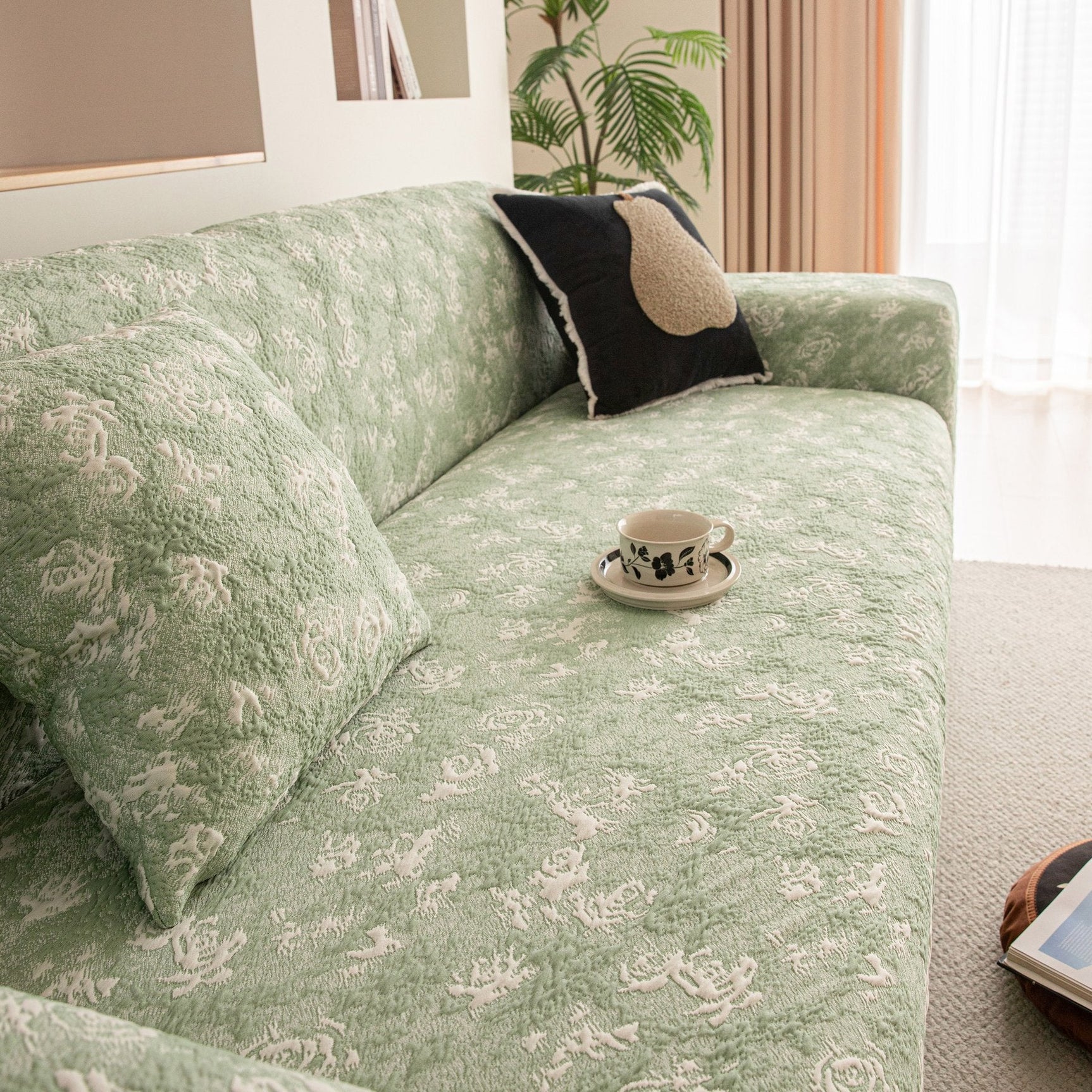 High Stretch Thick 3D Spacer Sofa Cover, Air-Layer Jacquard Cushioned Couch Slipcover - Ornate Home
