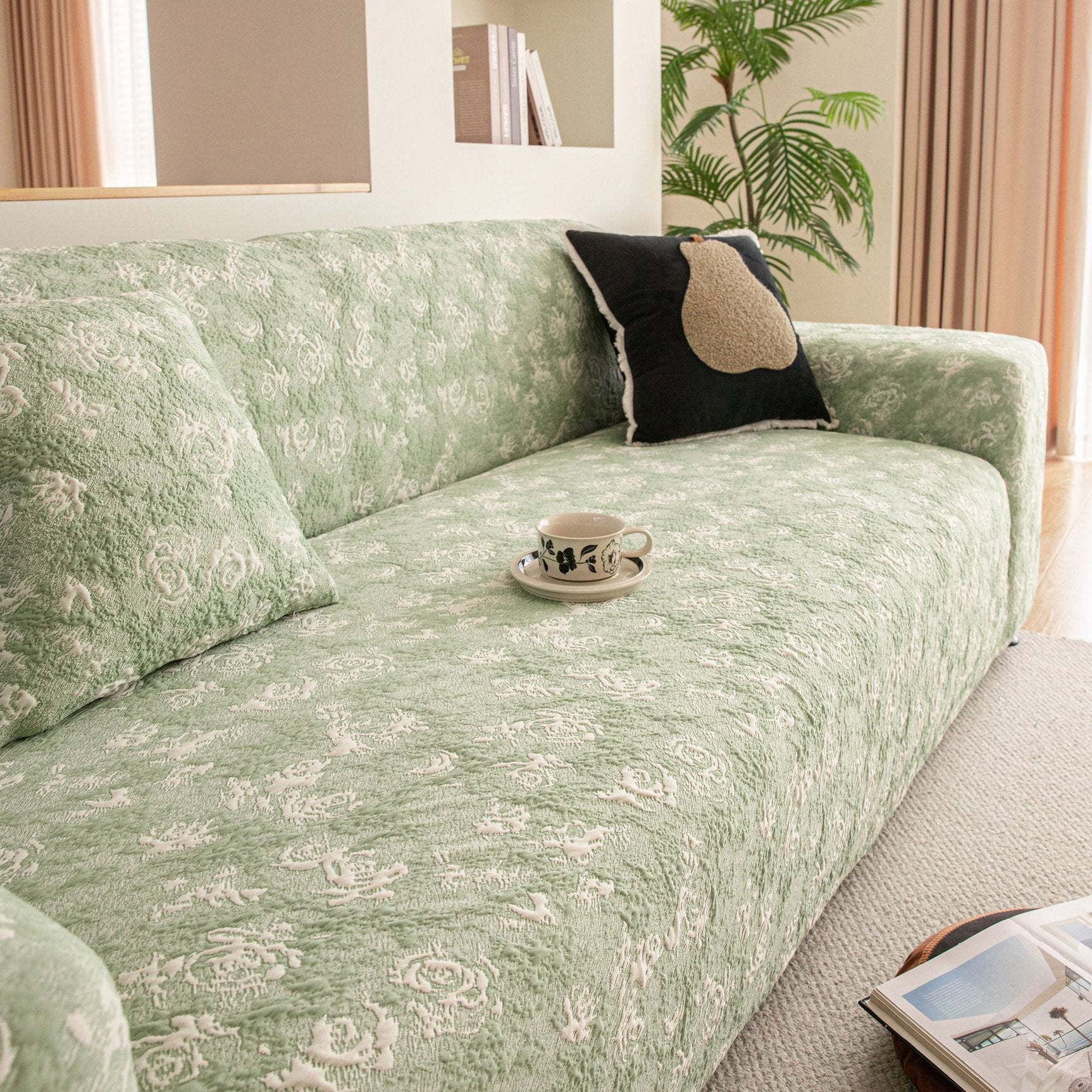High Stretch Thick 3D Spacer Sofa Cover, Air-Layer Jacquard Cushioned Couch Slipcover - Ornate Home