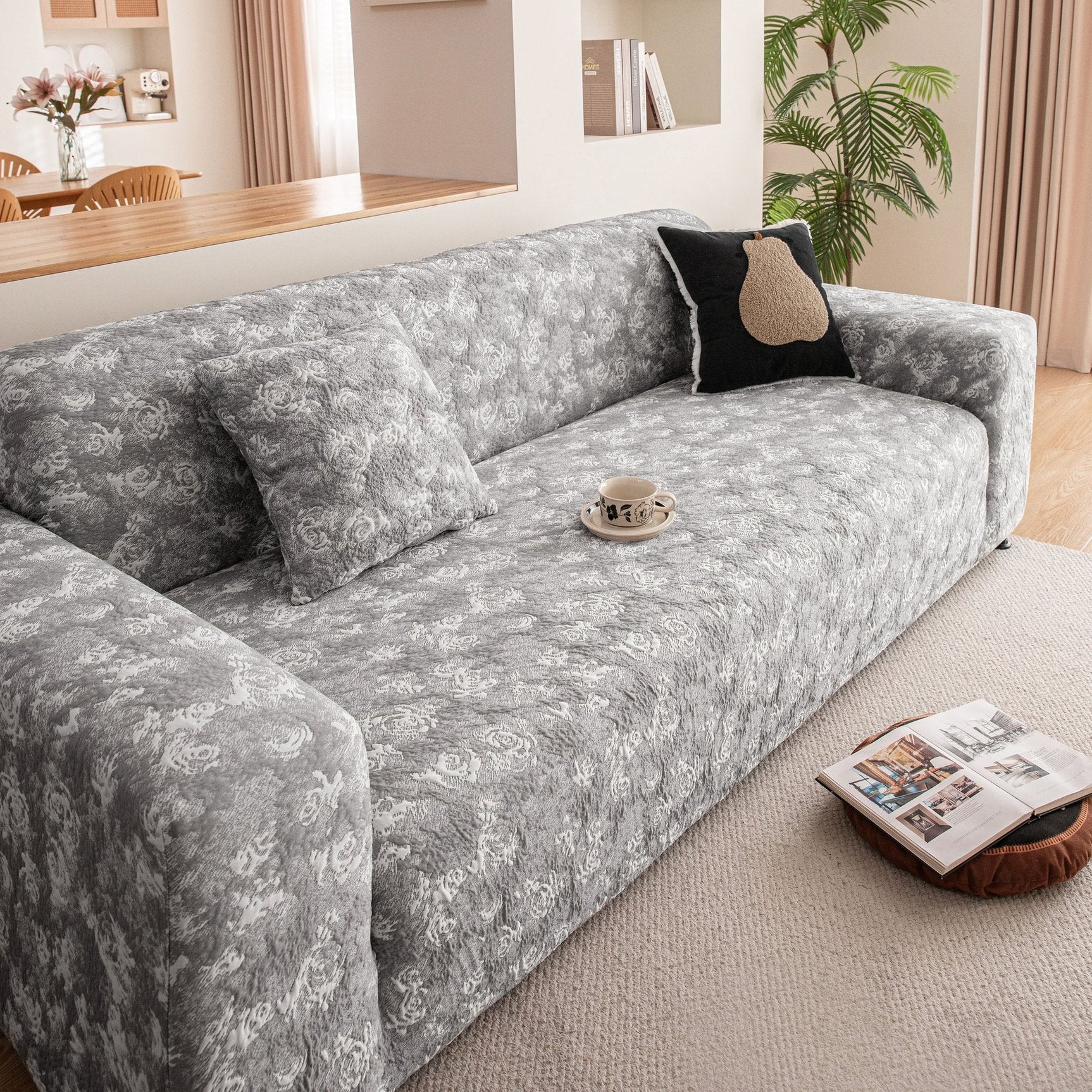 High Stretch Thick 3D Spacer Sofa Cover, Air-Layer Jacquard Cushioned Couch Slipcover - Ornate Home
