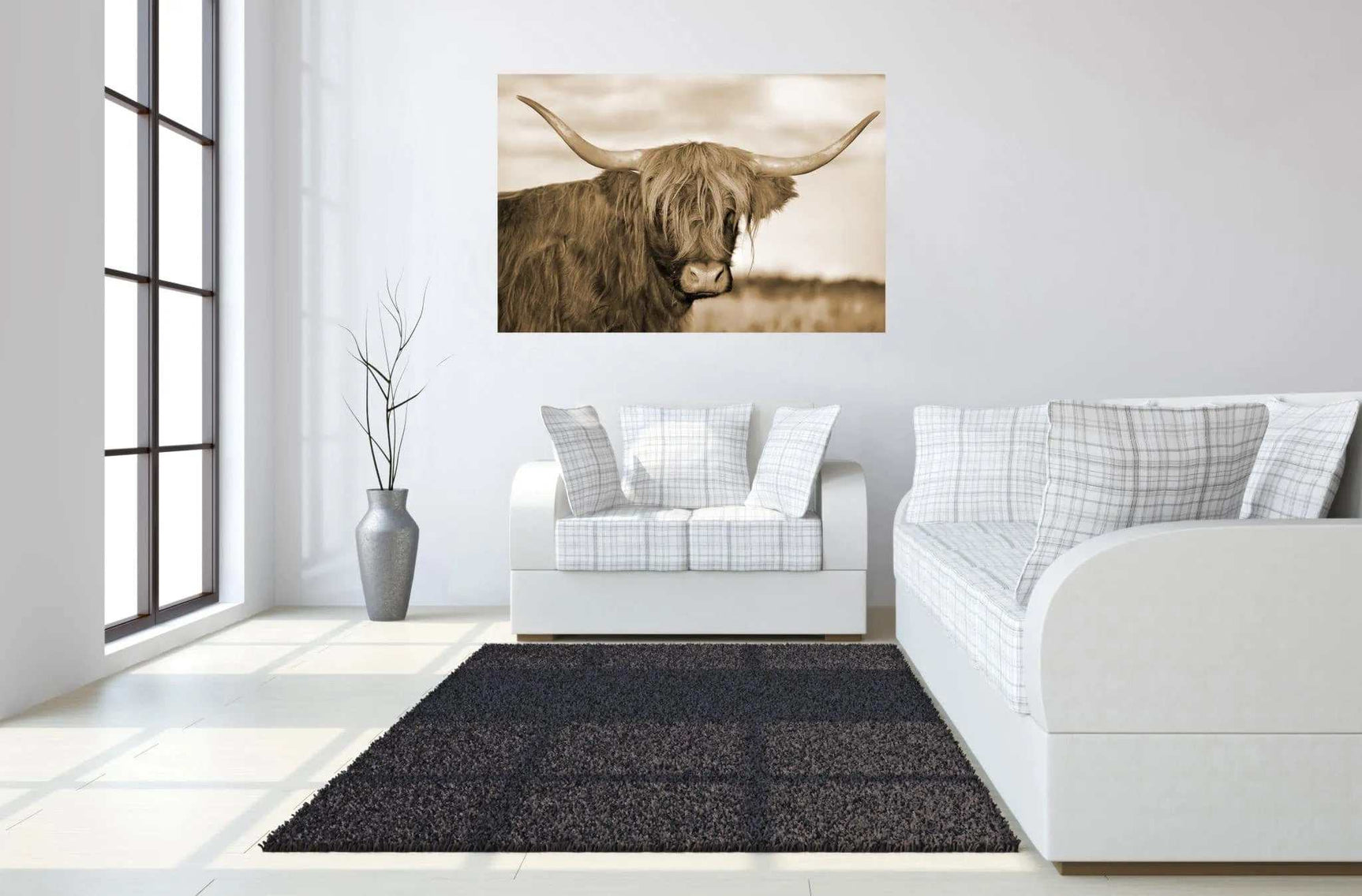 Highland Cow 1 Tempered Glass w / Foil Wall Art - Ornate Home