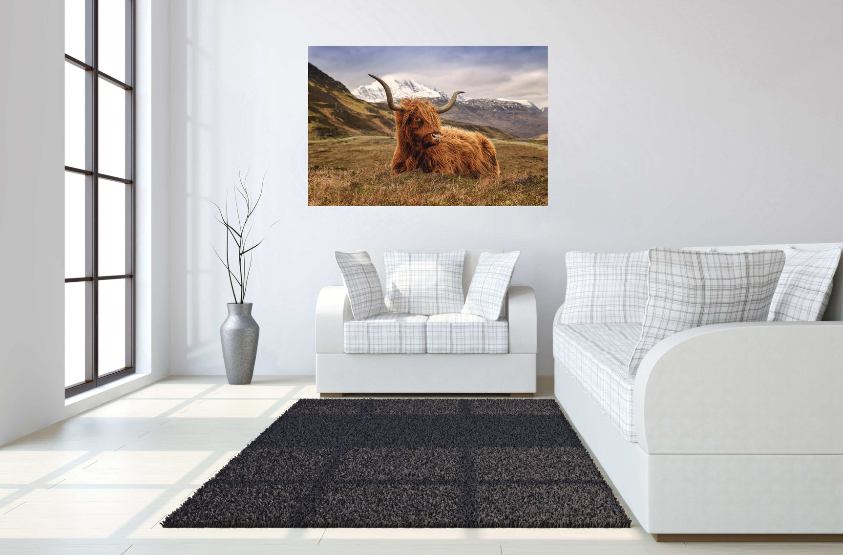 Highland Cow II Tempered Glass w / Foil Wall Art - Ornate Home