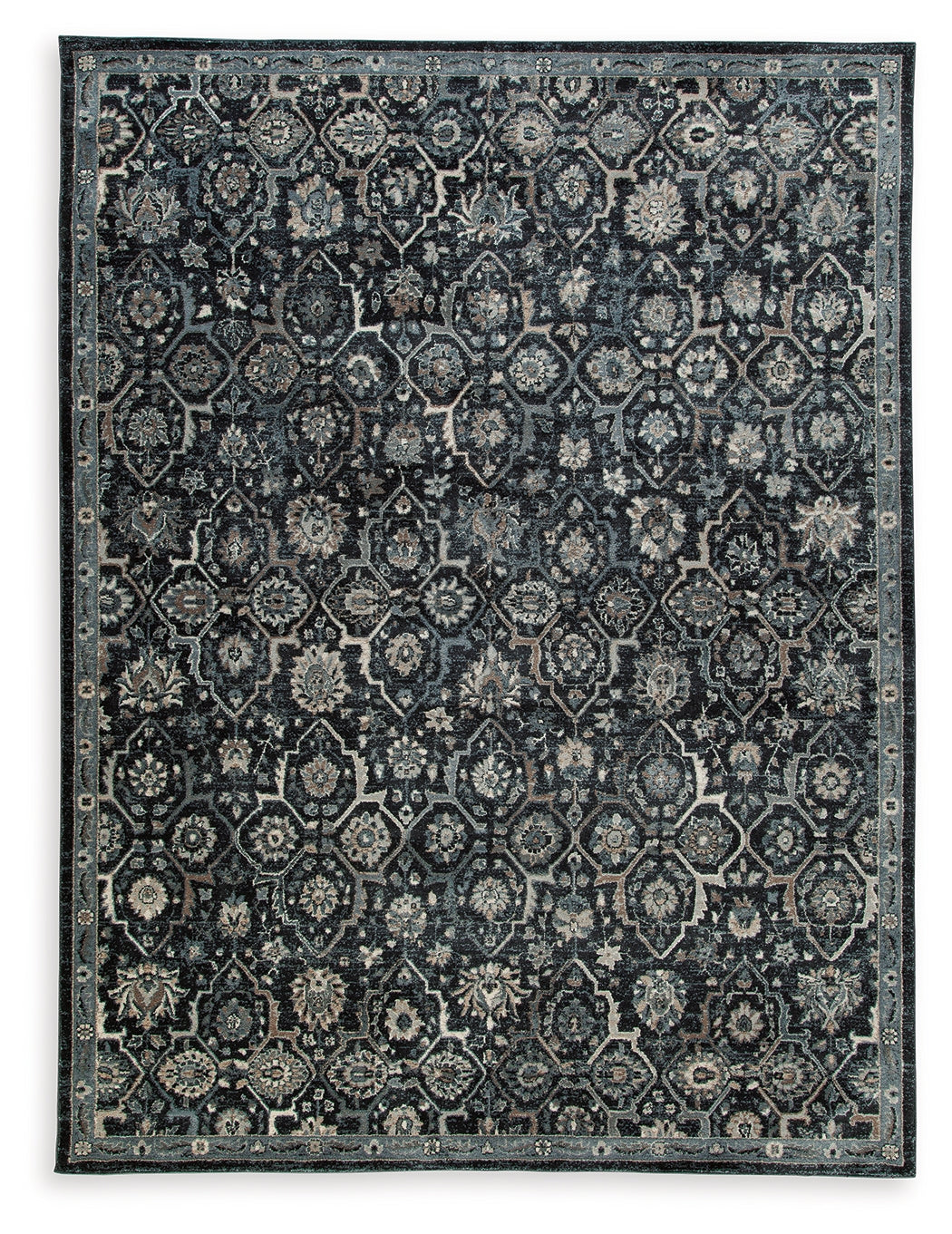Hilcott Blue/Cream/Brown 7'10" x 10'6" Rug - Ornate Home