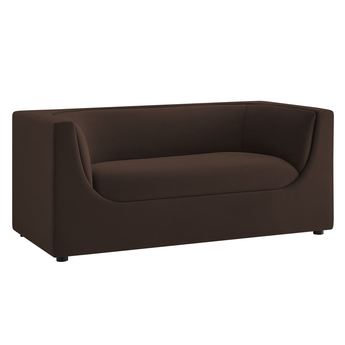 Hilda Chocolate Brown 67" Curved Back Performance Velvet Loveseat - Ornate Home