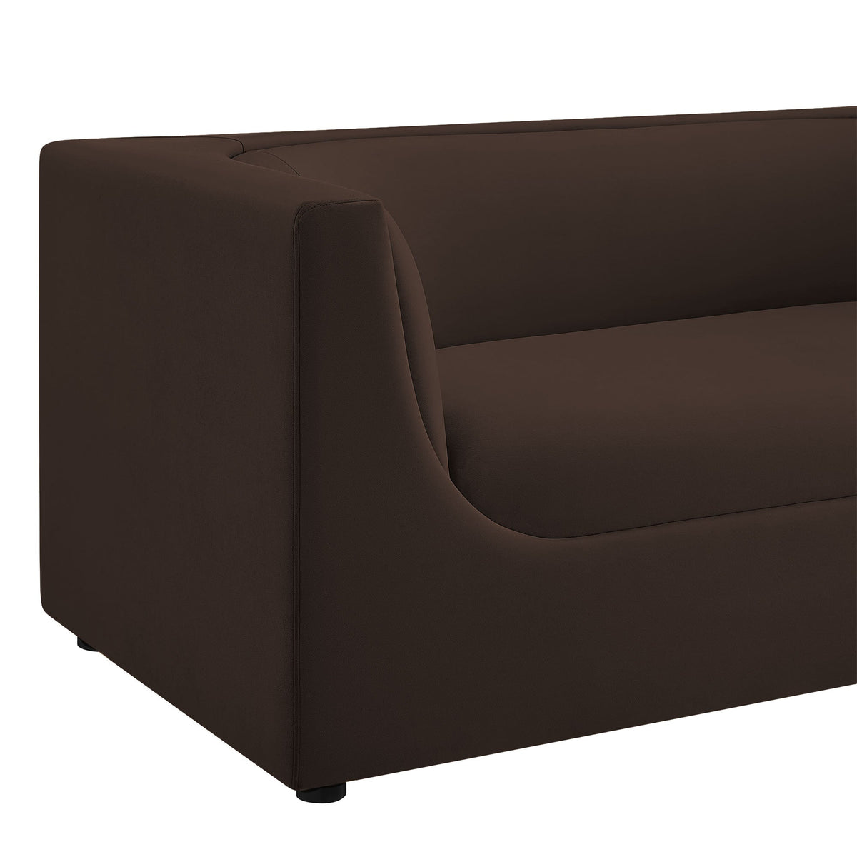 Hilda Chocolate Brown 67" Curved Back Performance Velvet Loveseat - Ornate Home