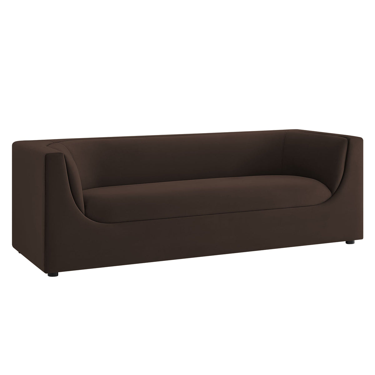 Hilda Chocolate Brown 86" Curved Back Performance Velvet Sofa - Ornate Home