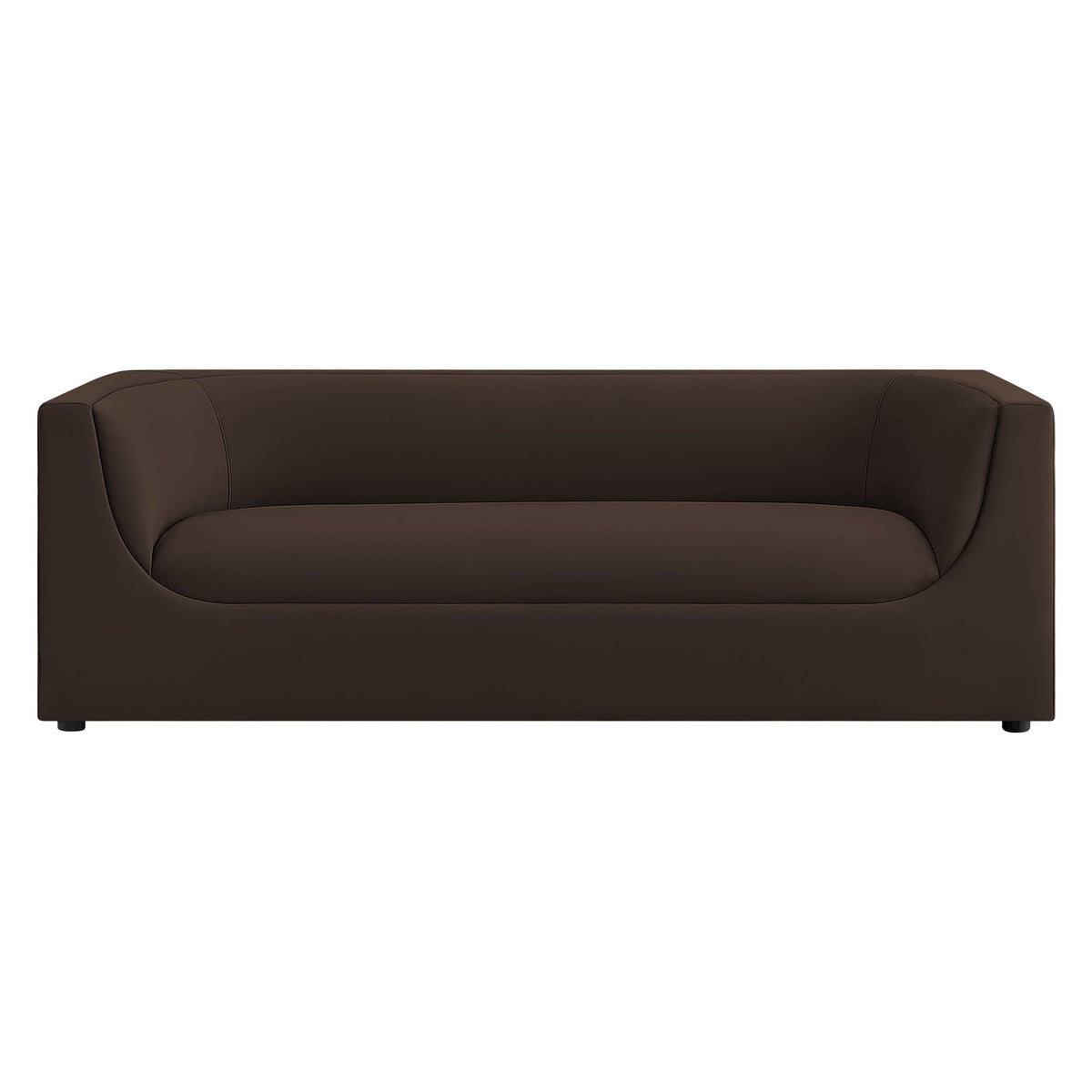 Hilda Chocolate Brown 86" Curved Back Performance Velvet Sofa - Ornate Home