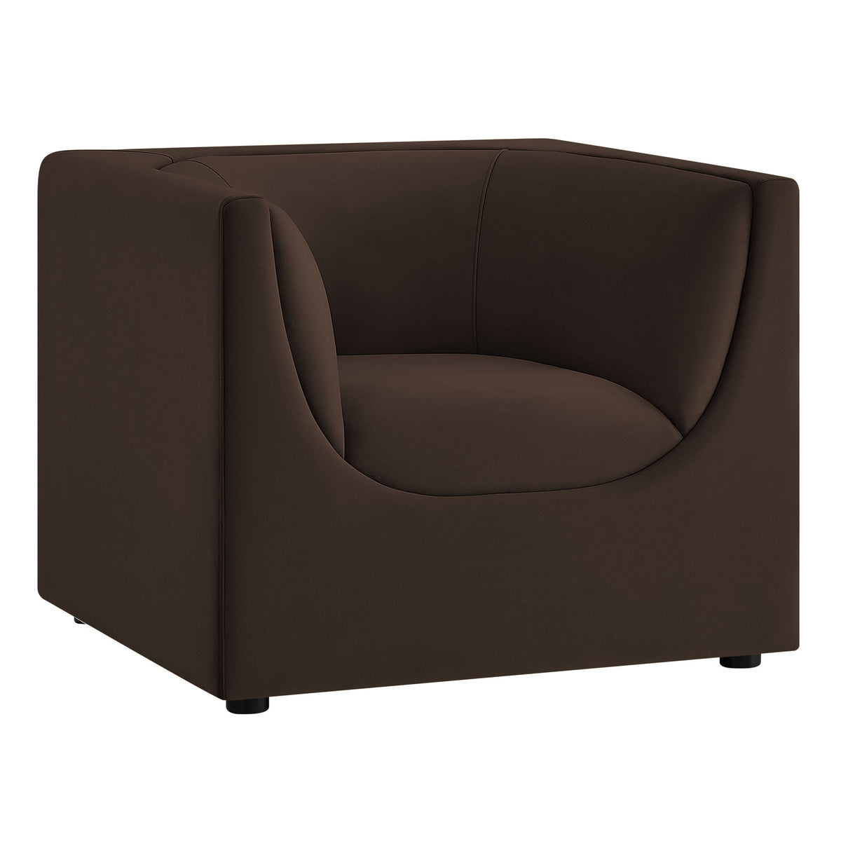 Hilda Chocolate Brown Curved Back Performance Velvet Armchair - Ornate Home