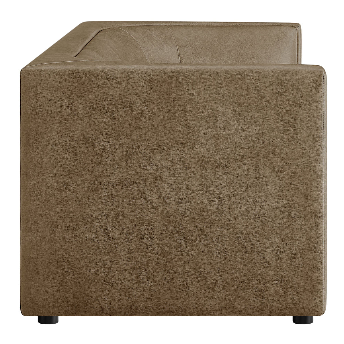 Hilda Mushroom 86" Curved Back Vegan Leather Sofa - Ornate Home