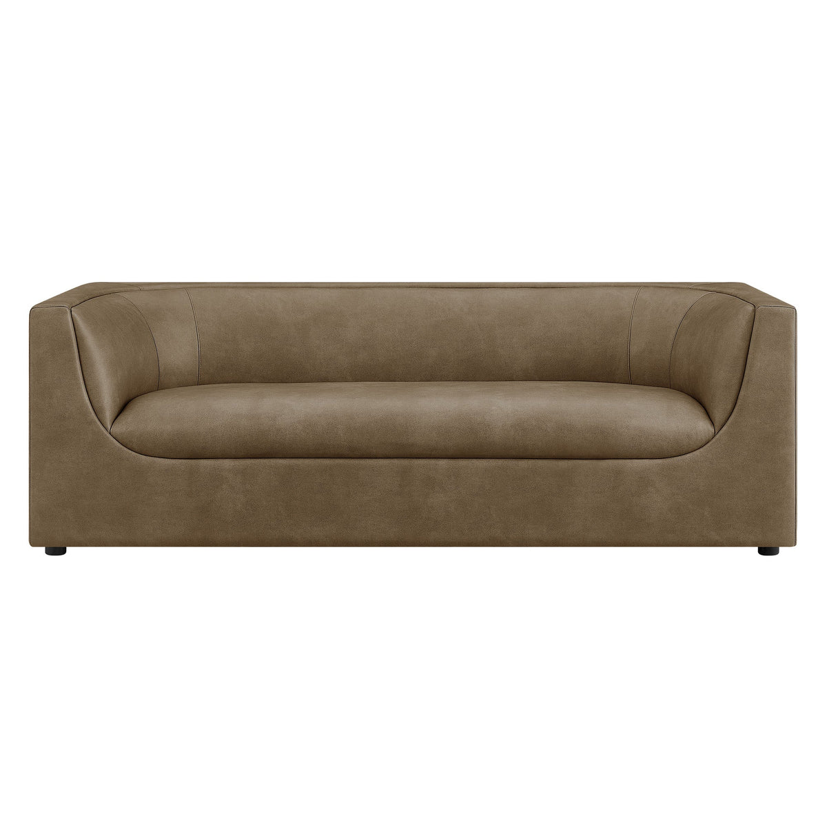 Hilda Mushroom 86" Curved Back Vegan Leather Sofa - Ornate Home