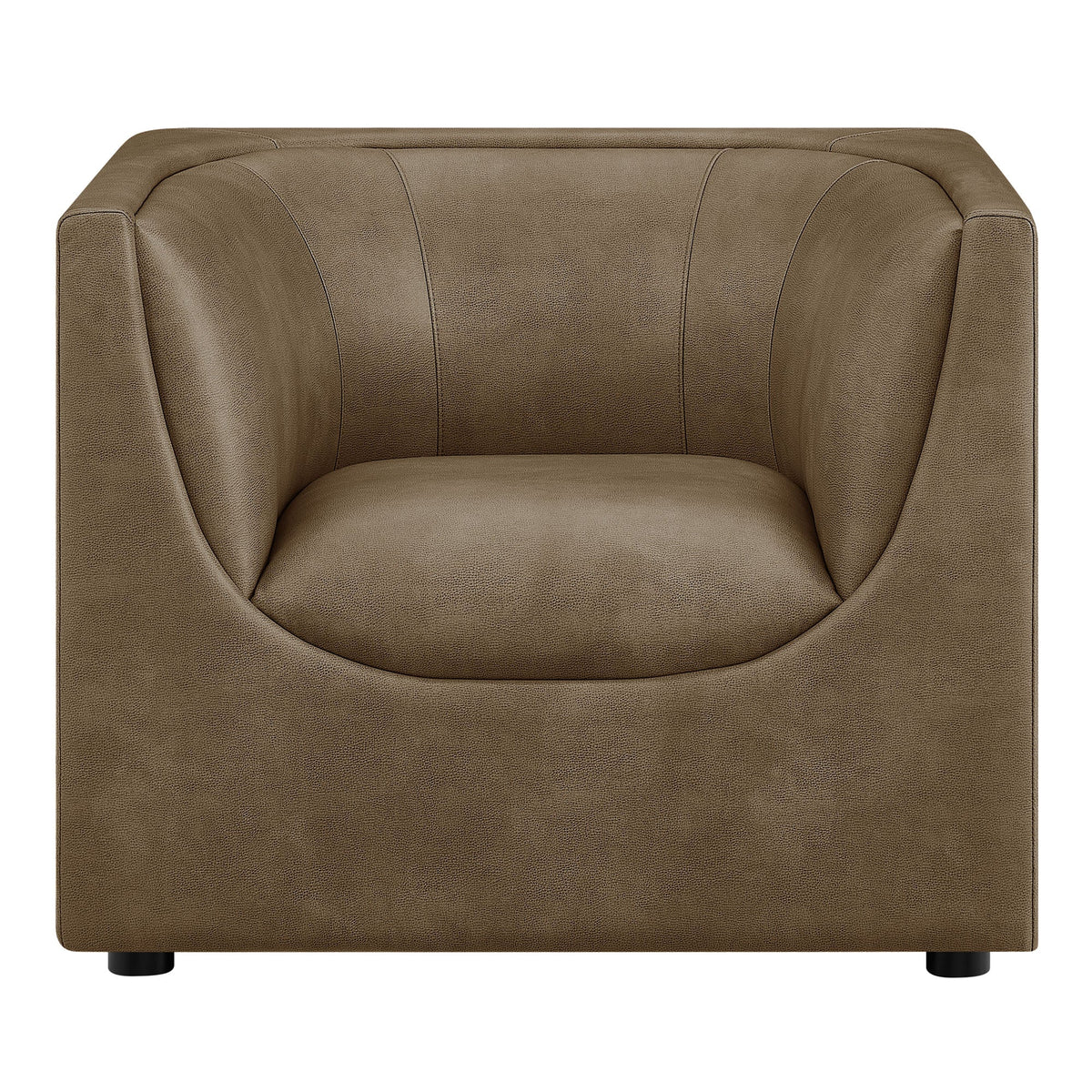 Hilda Mushroom Curved Back Vegan Leather Armchair - Ornate Home