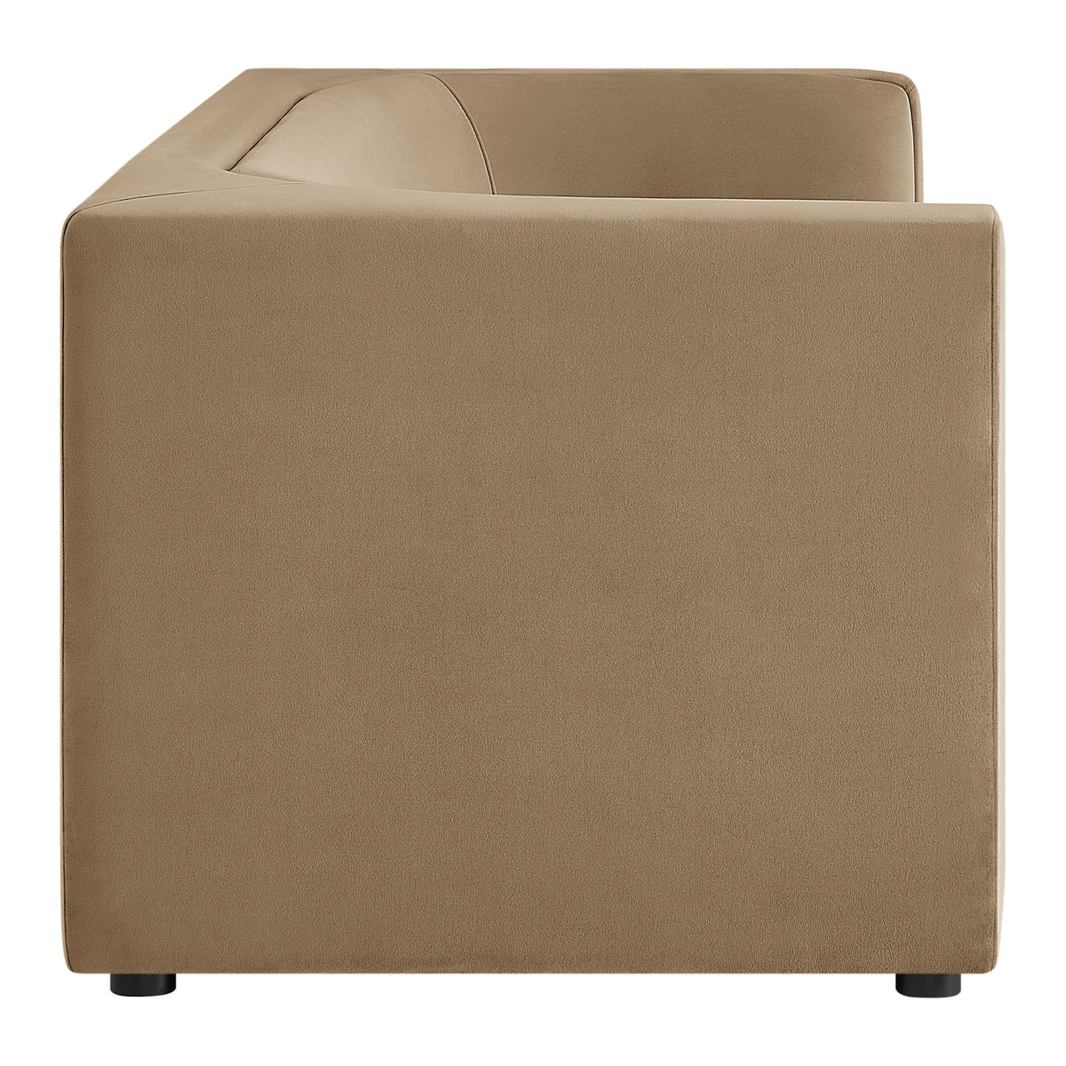 Hilda Taupe 86" Curved Back Performance Velvet Sofa - Ornate Home