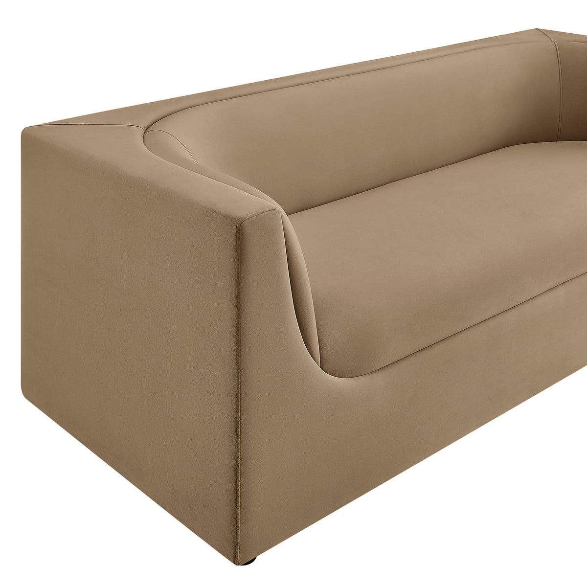 Hilda Taupe 86" Curved Back Performance Velvet Sofa - Ornate Home