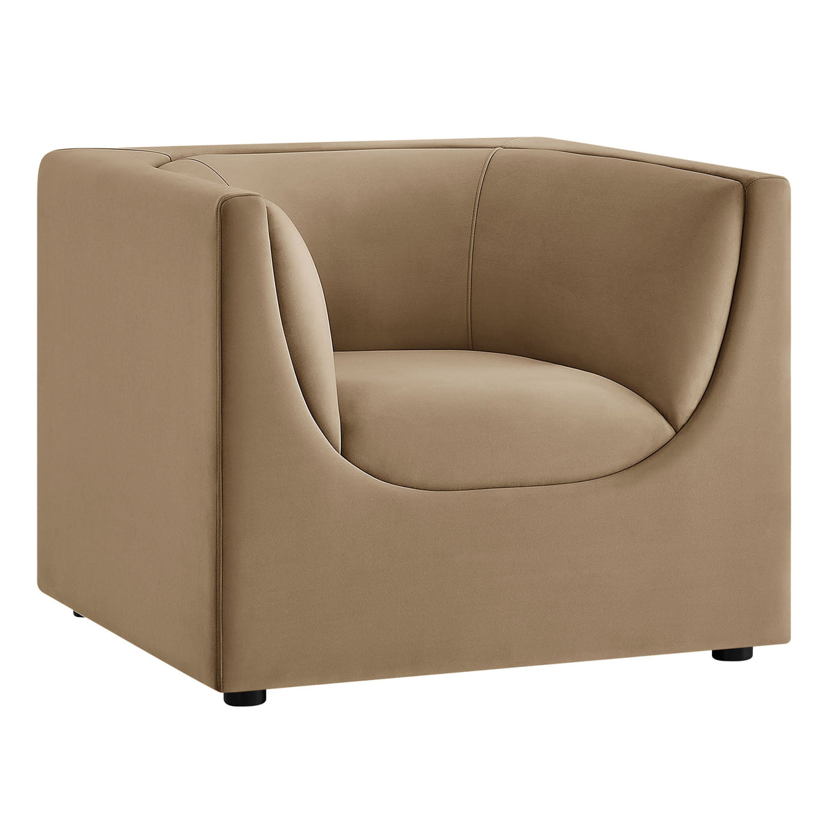 Hilda Taupe Curved Back Performance Velvet Armchair - Ornate Home