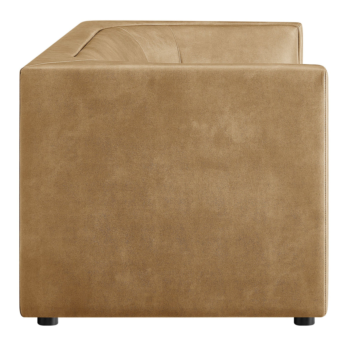 Hilda Toast 86" Curved Back Vegan Leather Sofa - Ornate Home