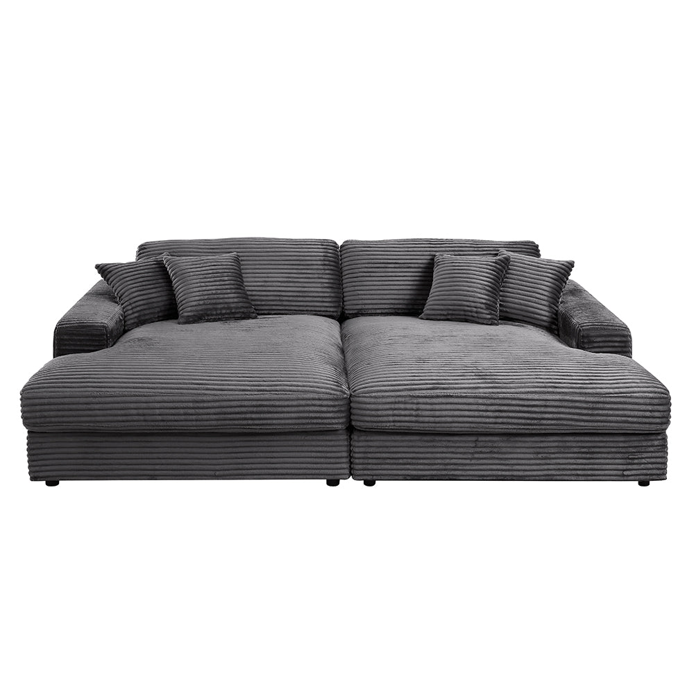Hilde Dark Gray Jumbo Corduroy Double Chaise Sectional - Ornate Home