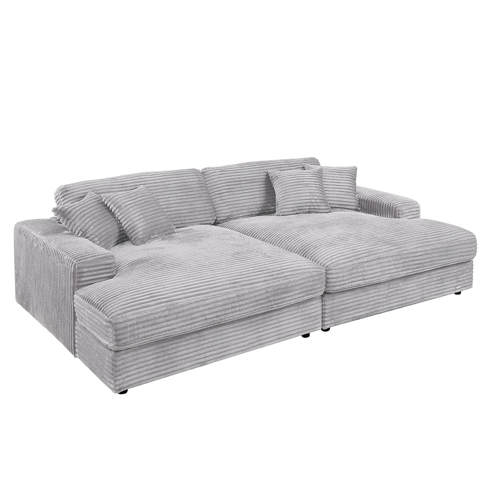 Hilde Light Gray Jumbo Corduroy Double Chaise Sectional - Ornate Home