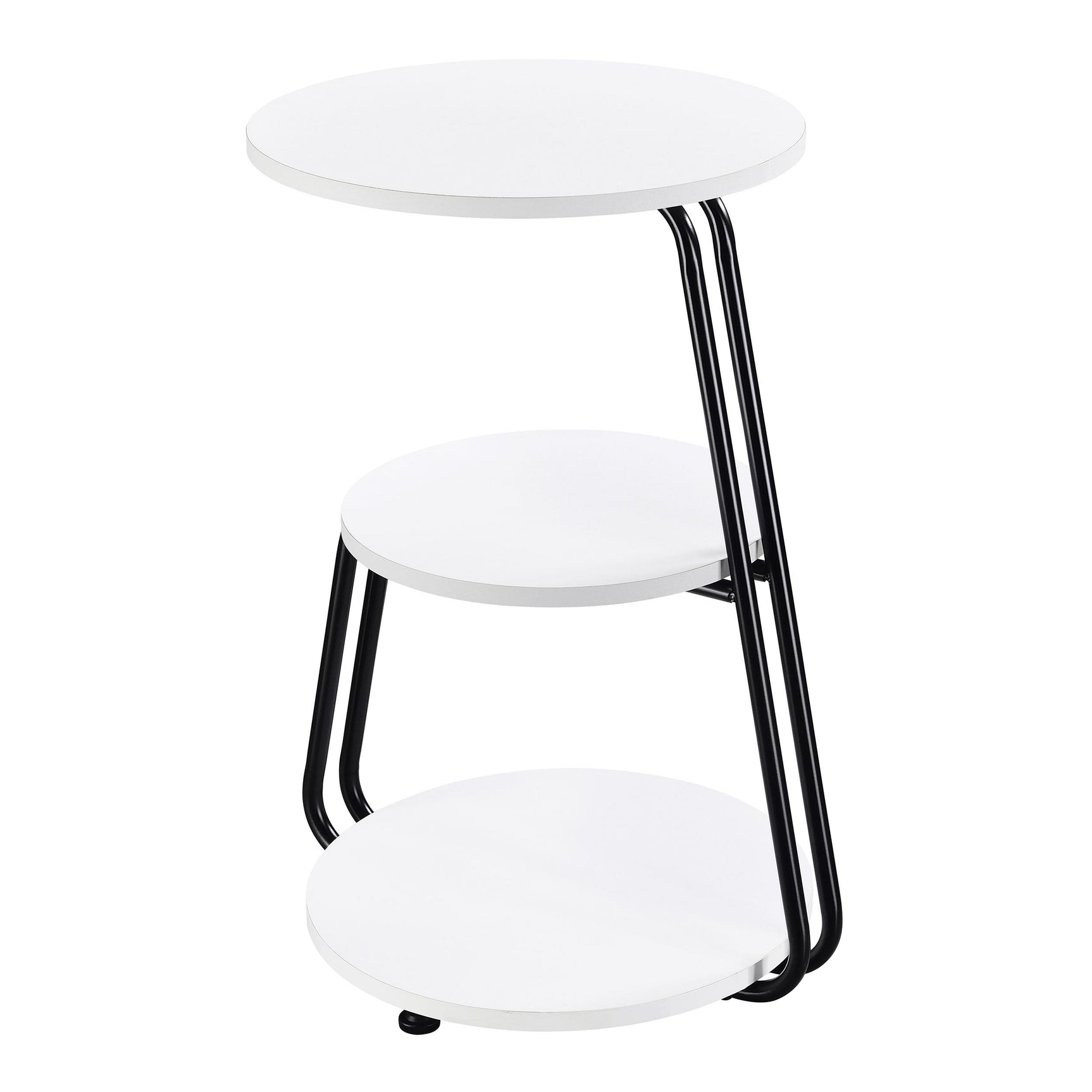 Hilly White and Black 3-tier Round Accent Side Table - Ornate Home