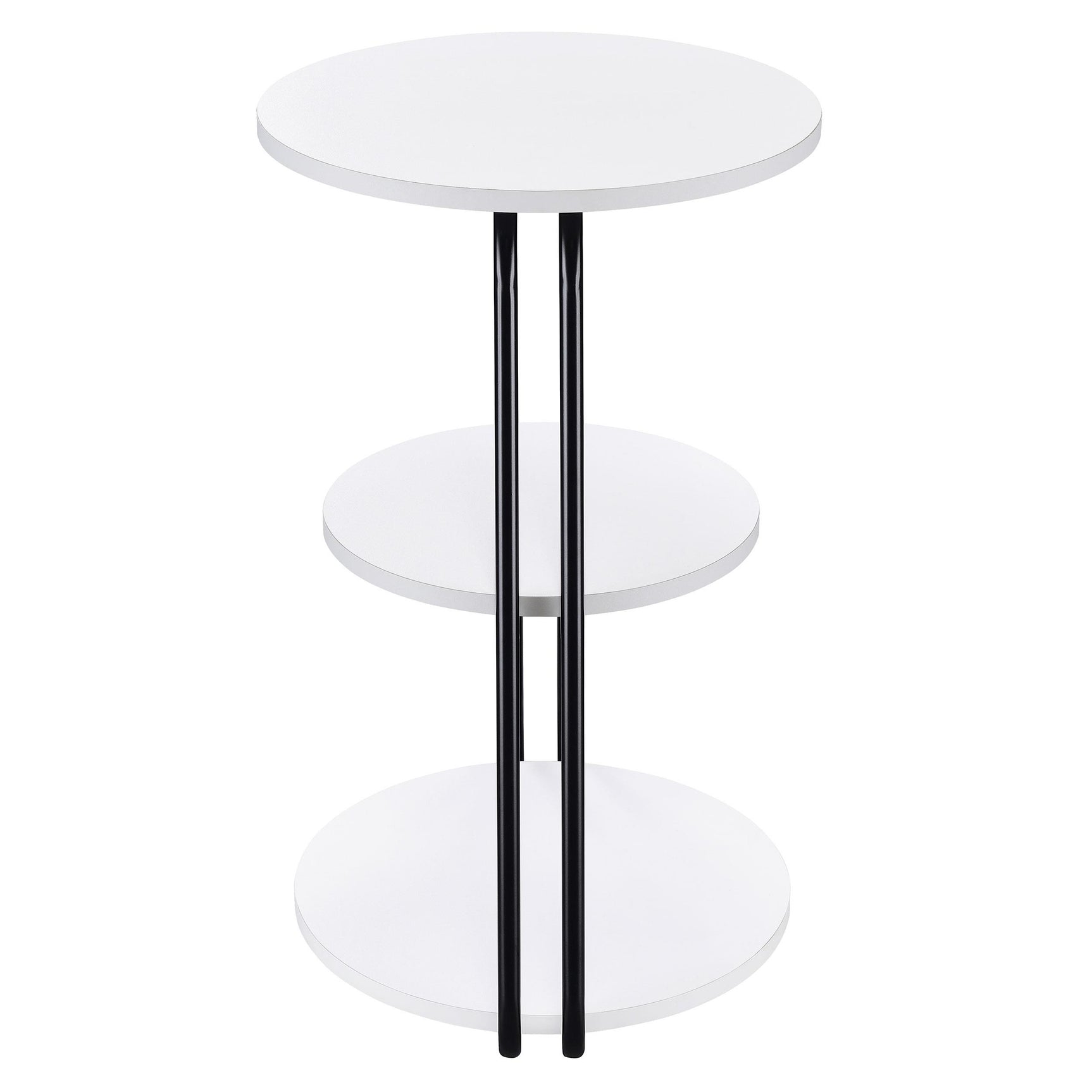 Hilly White and Black 3-tier Round Accent Side Table - Ornate Home