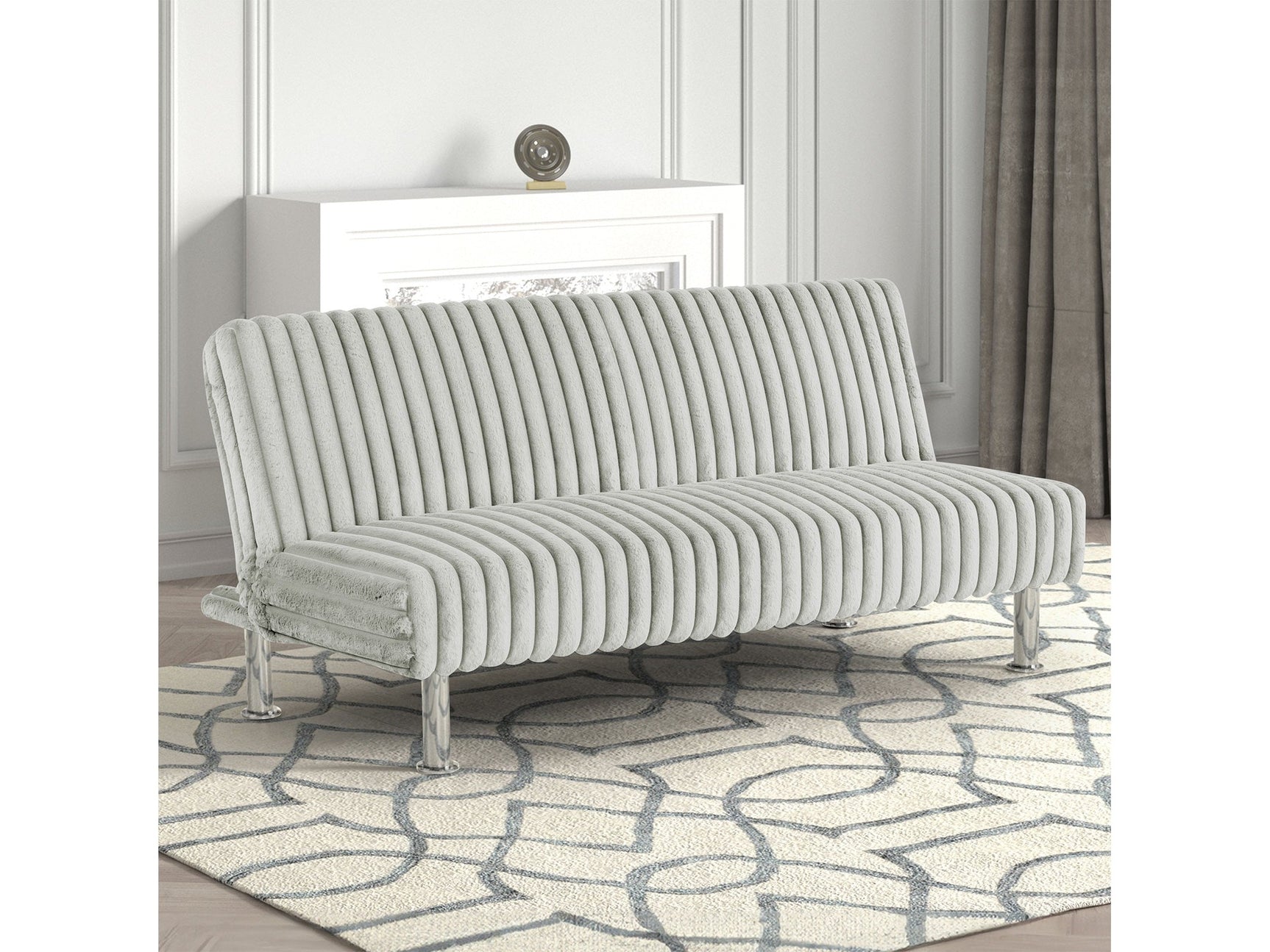 Hinwil Light Gray Futon Sofa Bed - Ornate Home