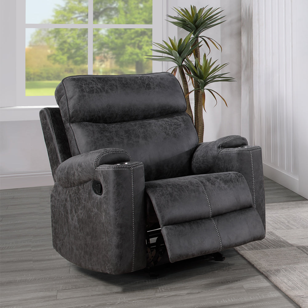 Hirah Dark Gray Motion Glider Recliner - Ornate Home